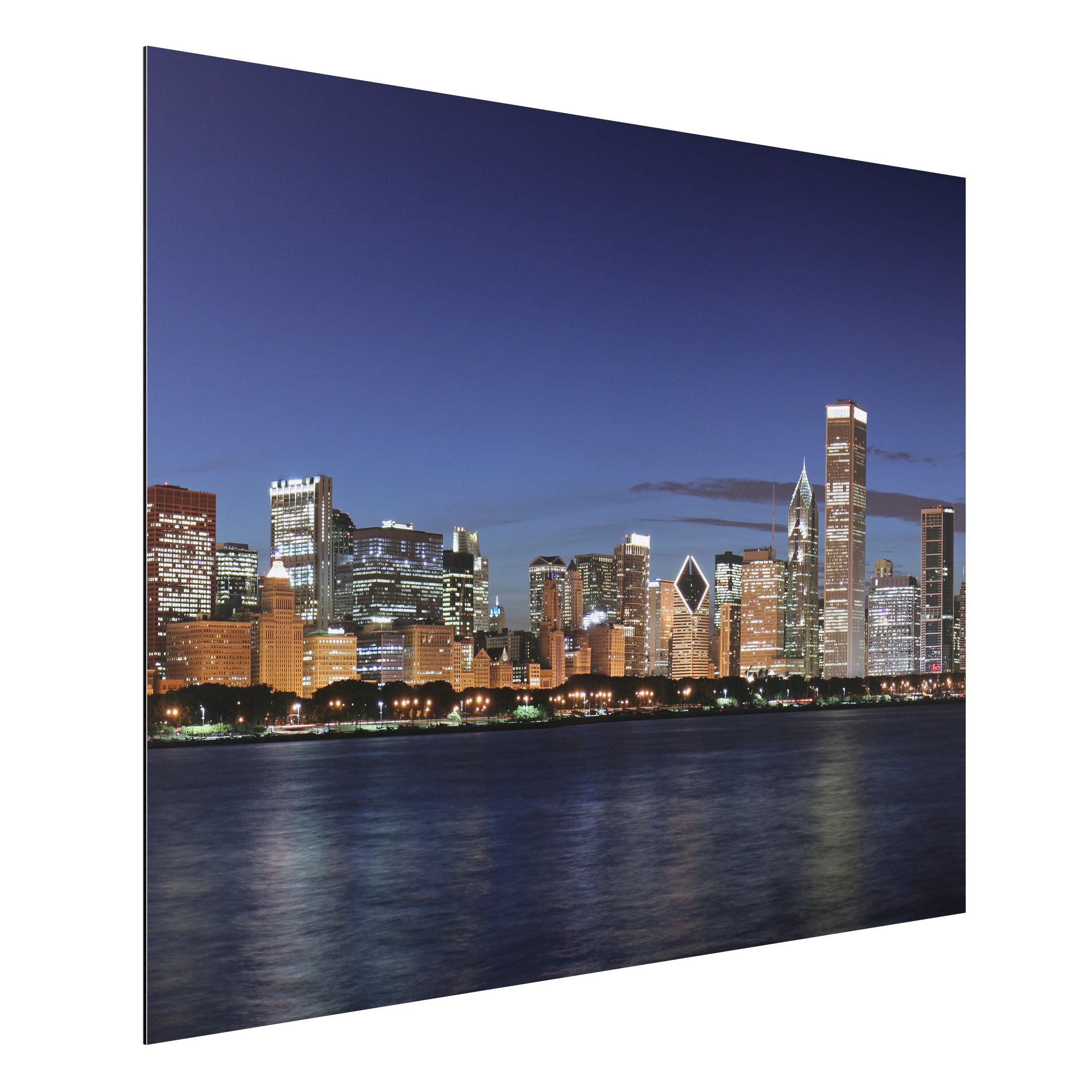 Alu-Dibond Outdoor Bild Chicago Skyline bei Nacht