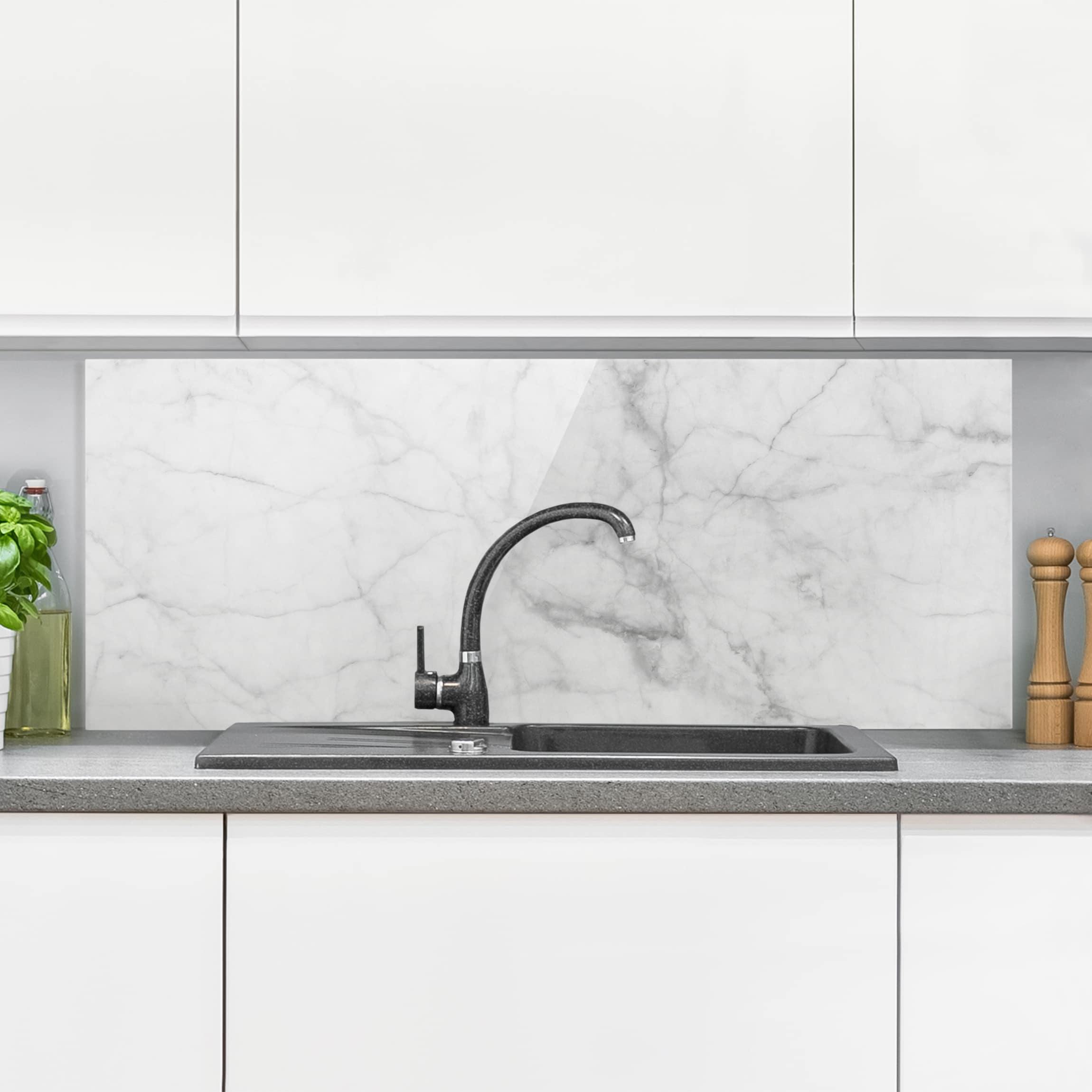 Glas Spritzschutz Bianco Carrara