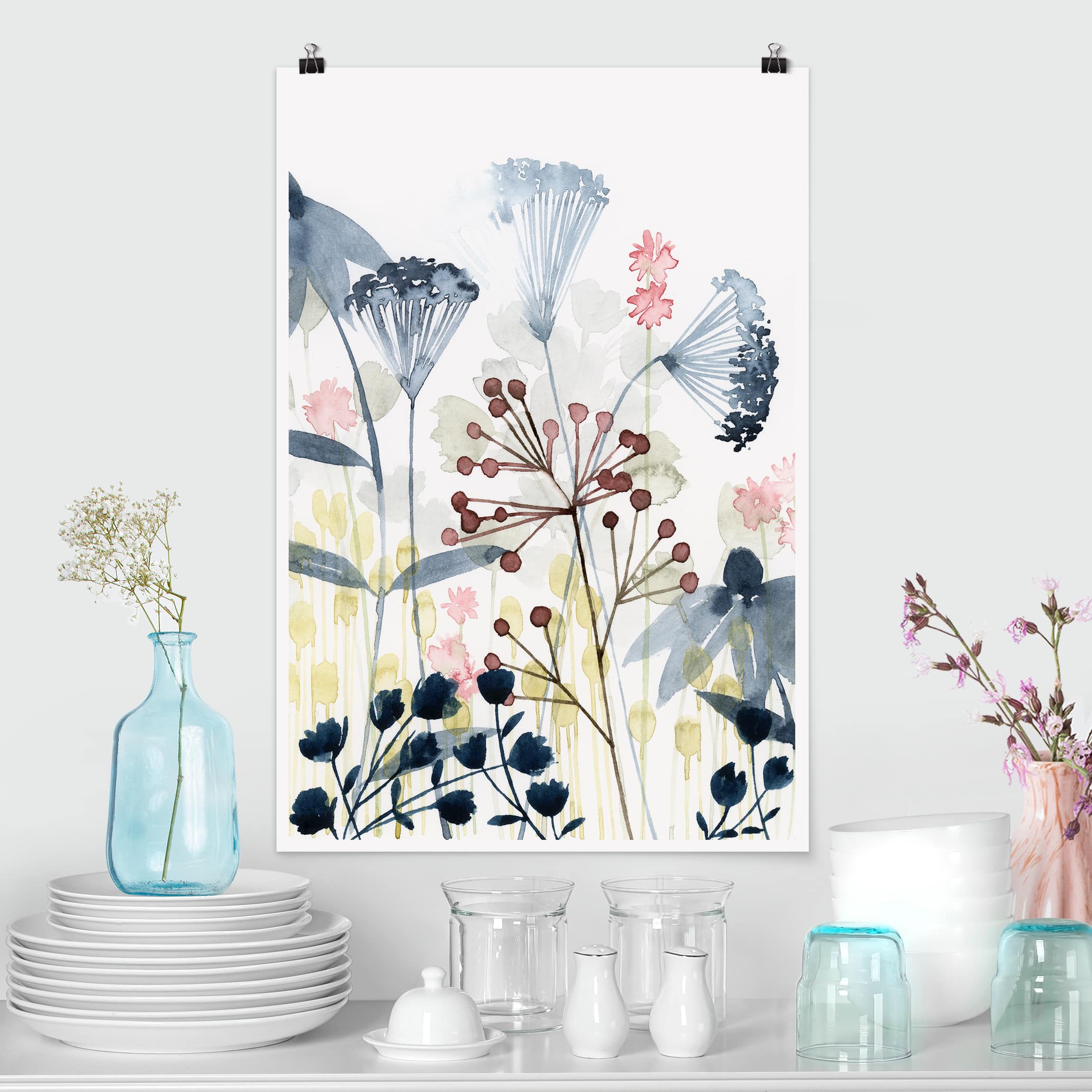 Poster - Hochformat Wildblumen Aquarell I