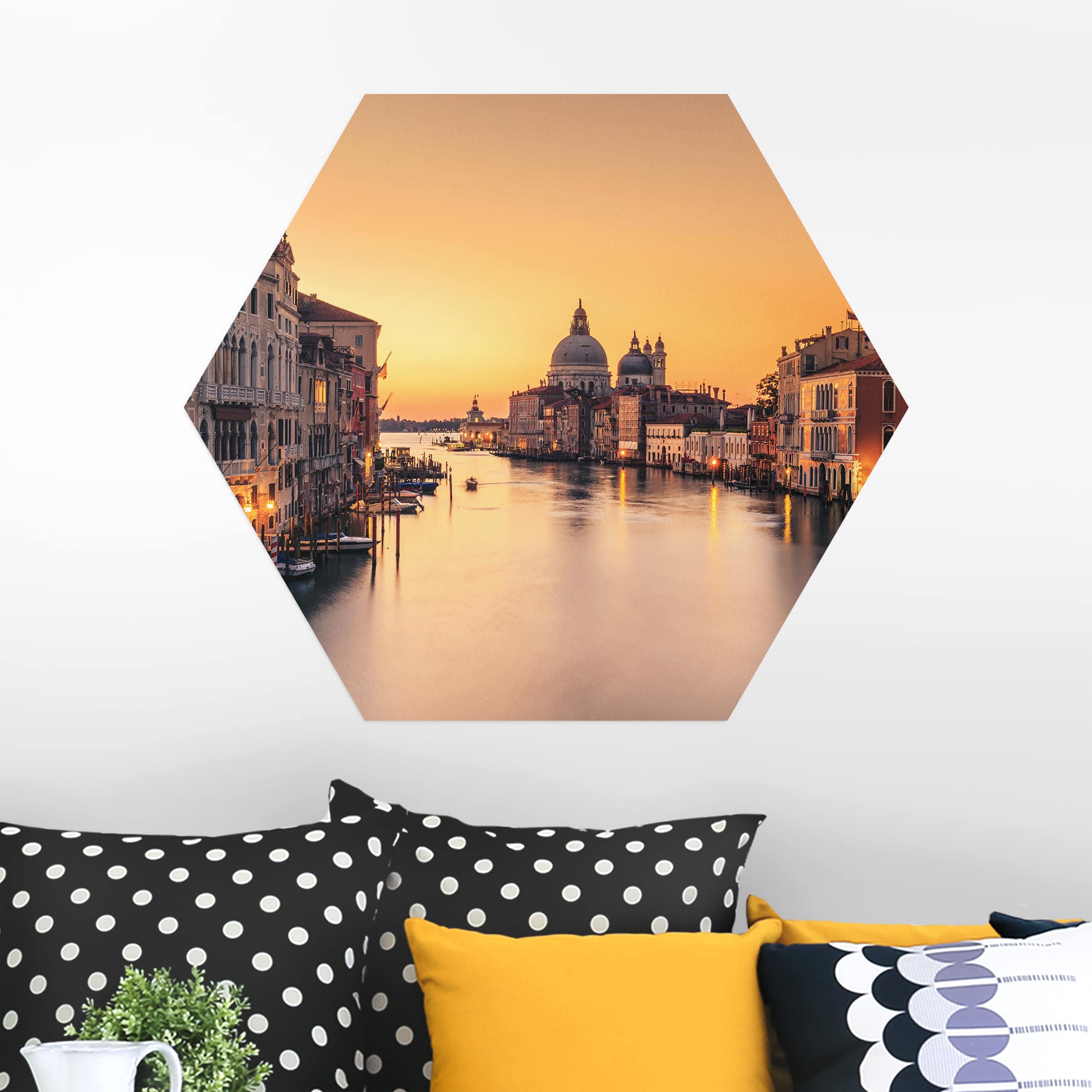 Hexagon-Alu-Dibond Bild Goldenes Venedig