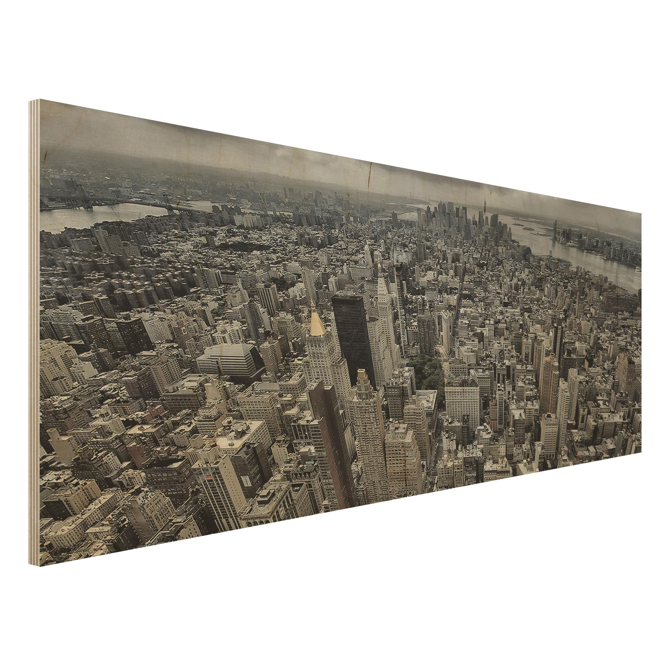 Holzbild - Panorama Blick über Manhattan