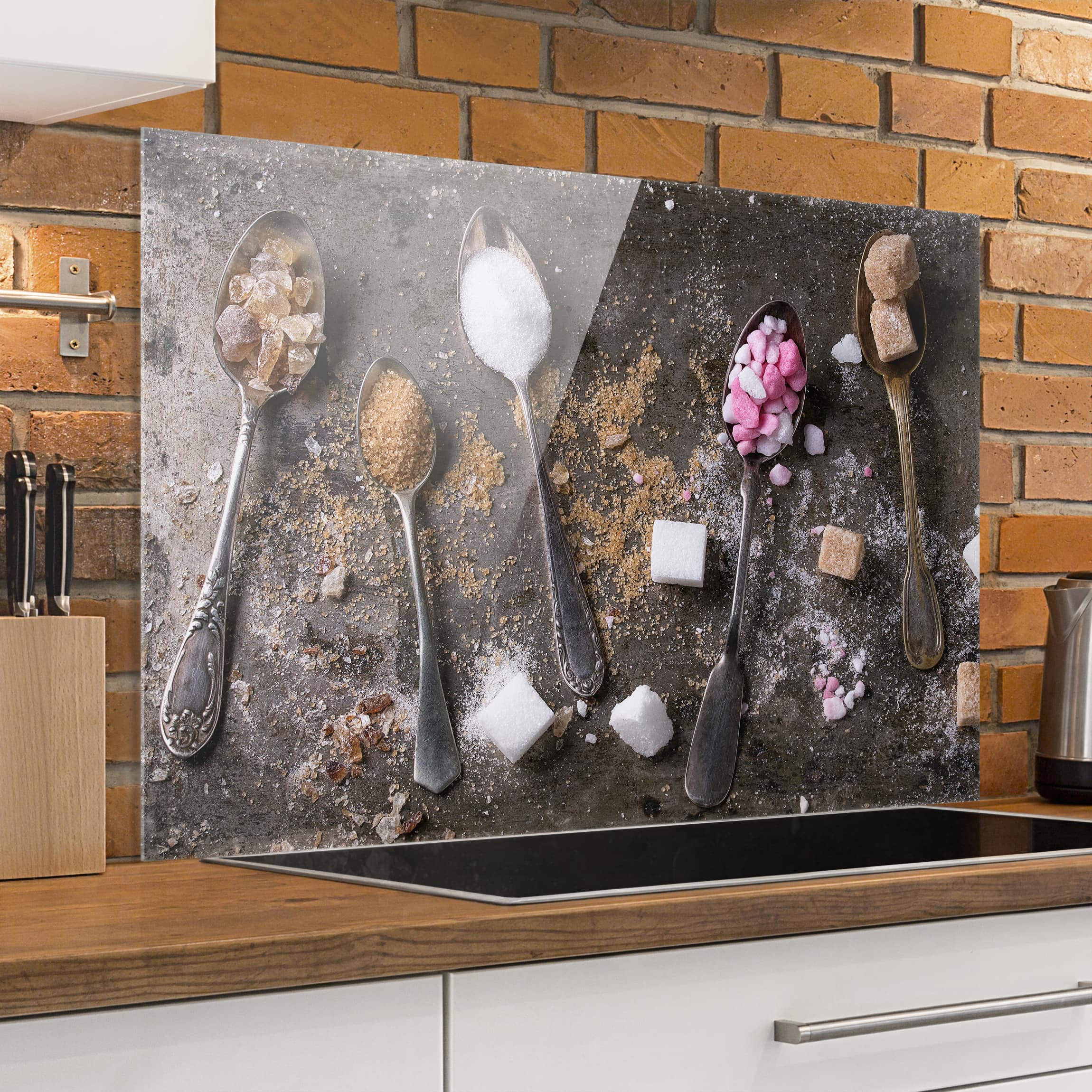 Glas Spritzschutz - Querformat 3:2 Vintage Löffel mit Zucker