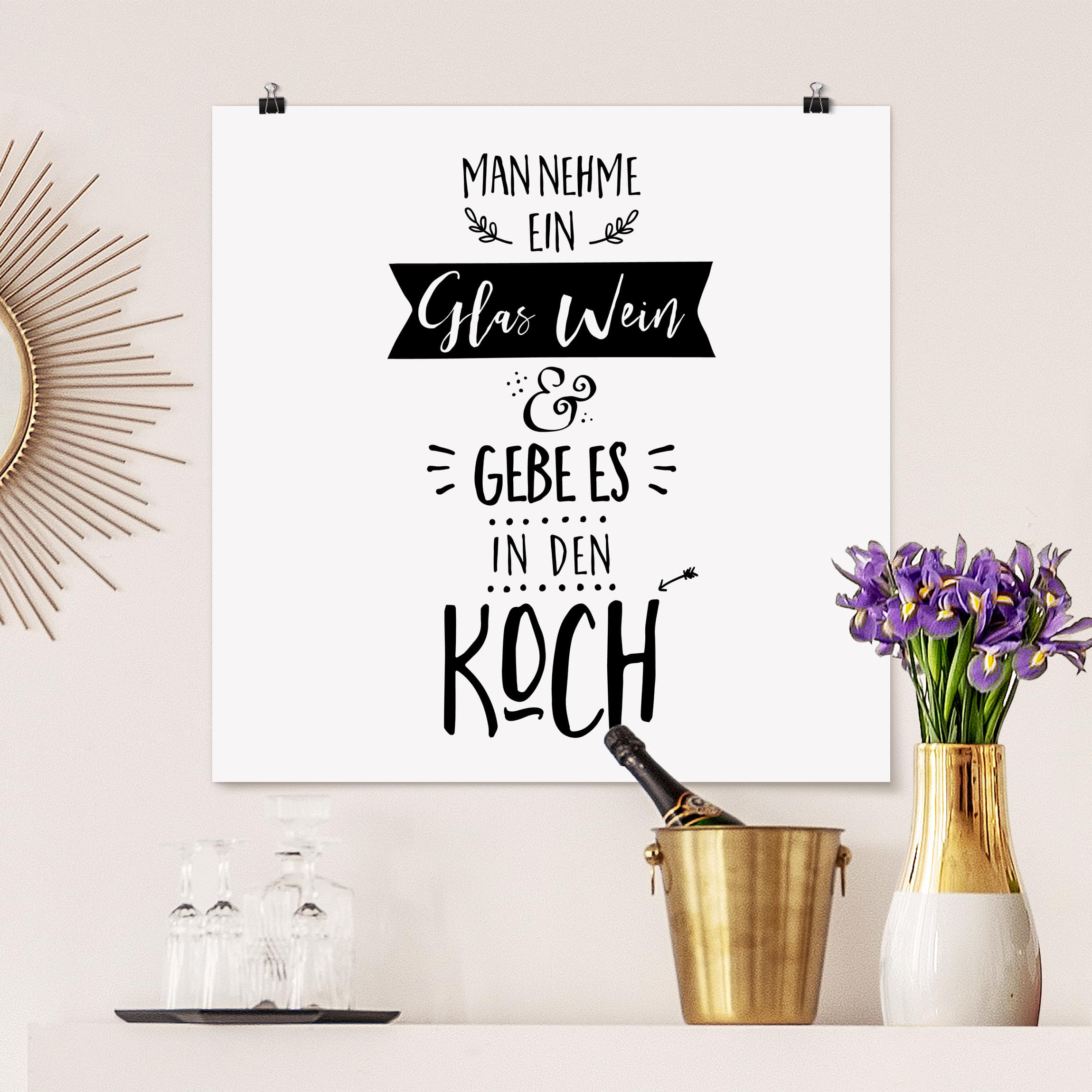 Poster Man nehme ein Glas Wein