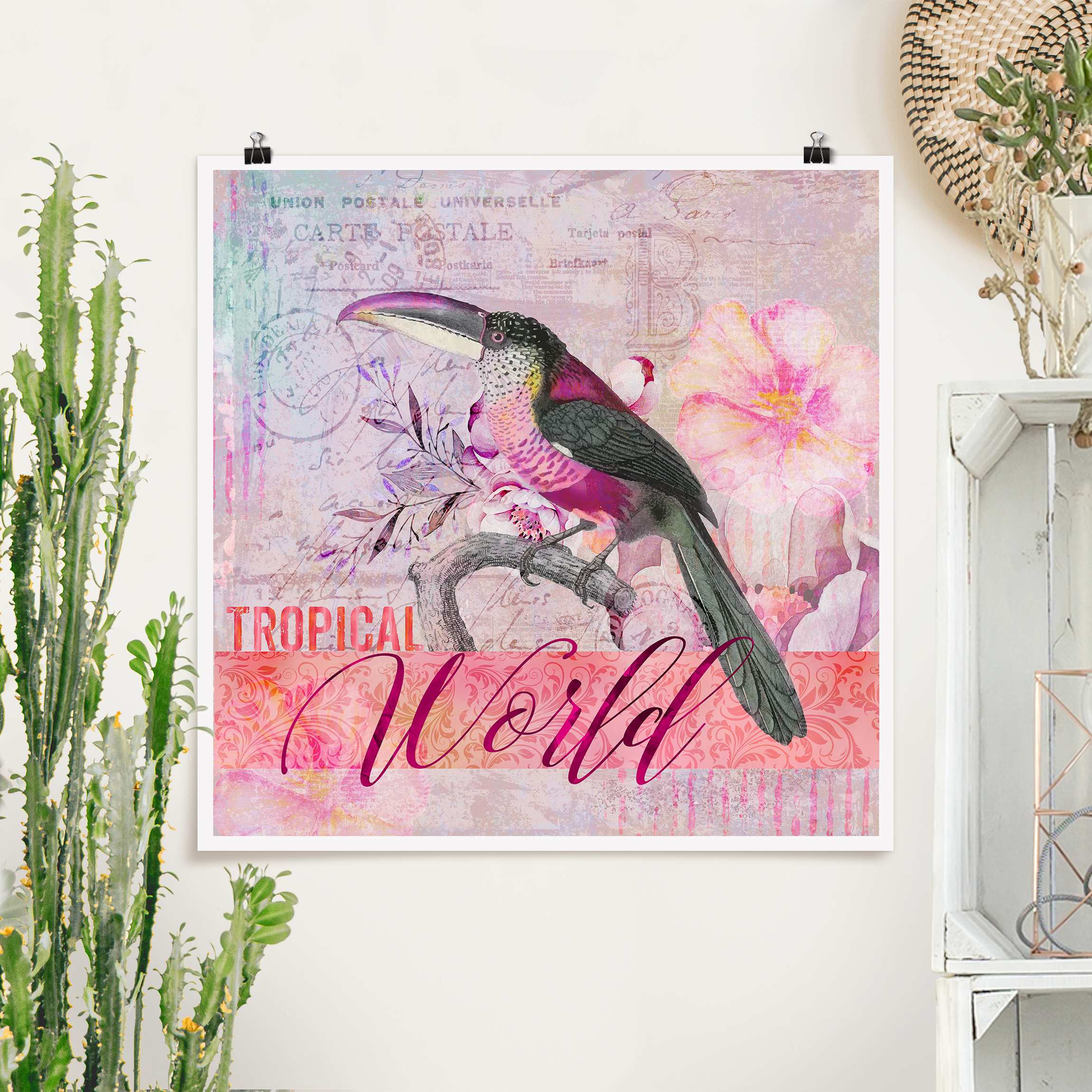 Poster Vintage Collage - Tropical World Tucan