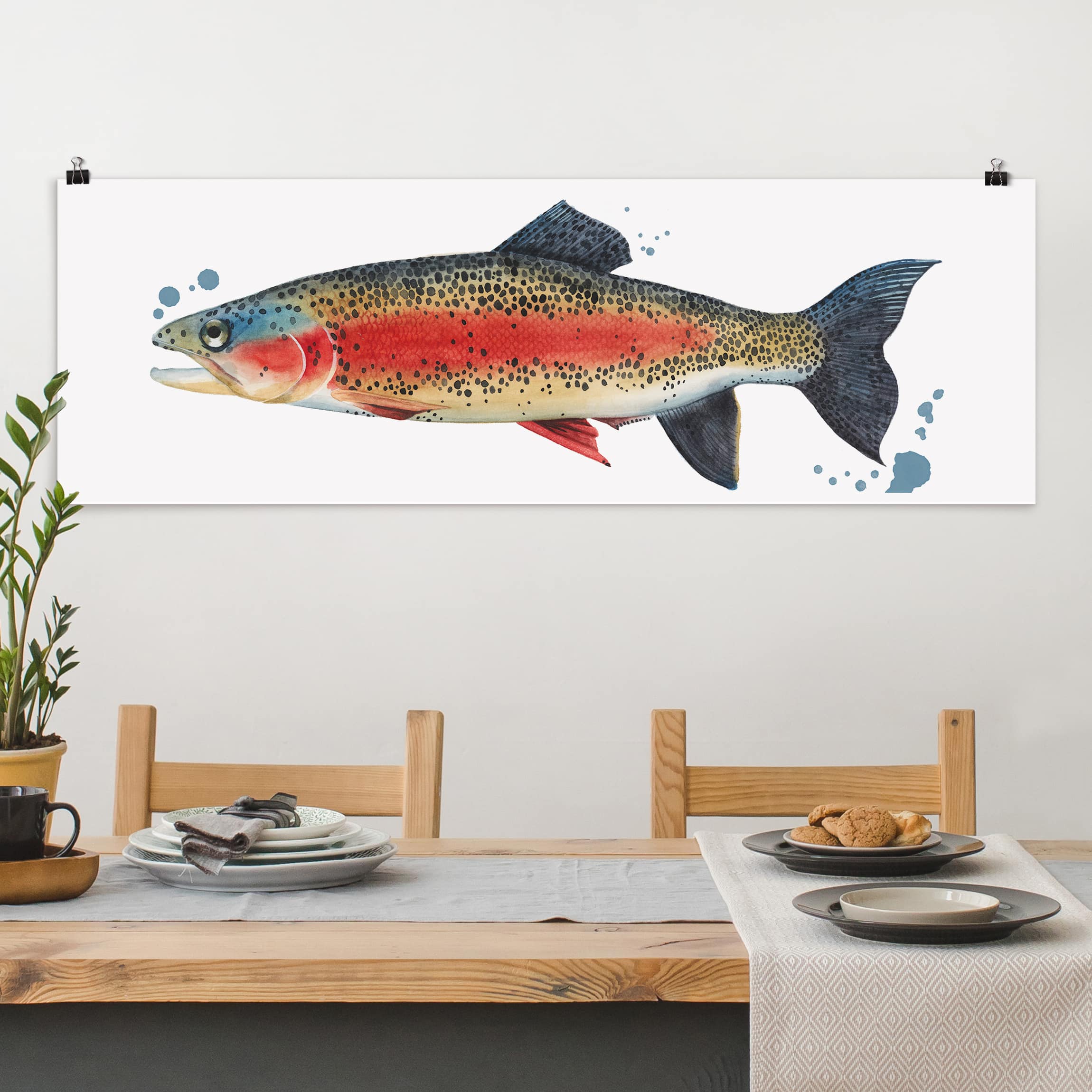 Panorama Poster Küche Farbfang - Forelle