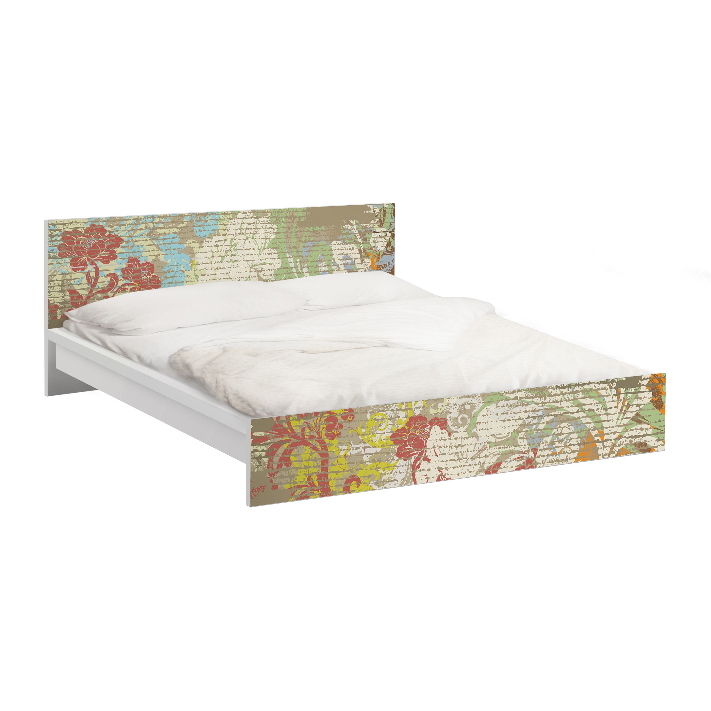 Möbelfolie für IKEA Malm Bett 160 cm Breite Blüten vergangener Zeit