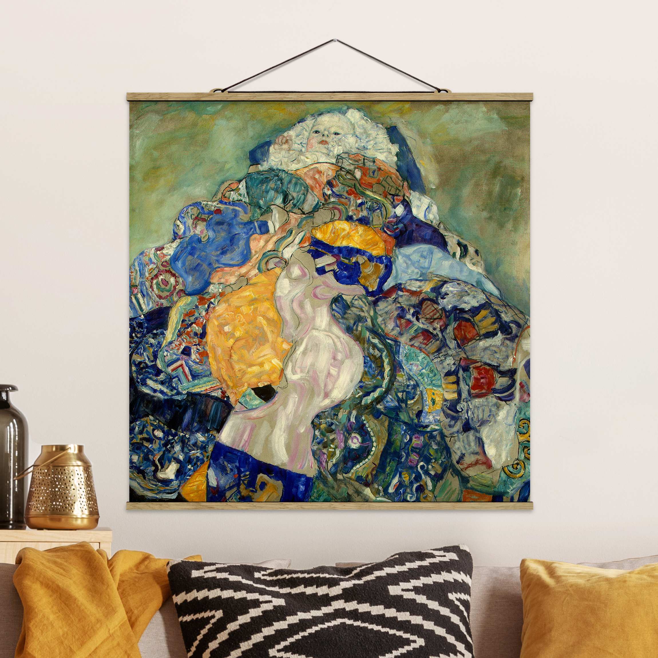 Stoffbild - Quadrat Gustav Klimt - Baby (Wiege)