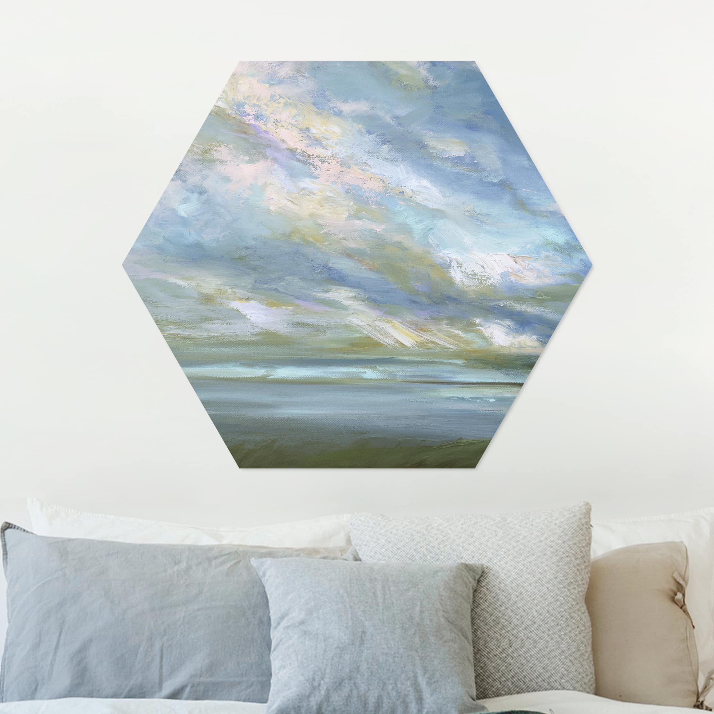 Hexagon-Alu-Dibond Bild Küstenhimmel