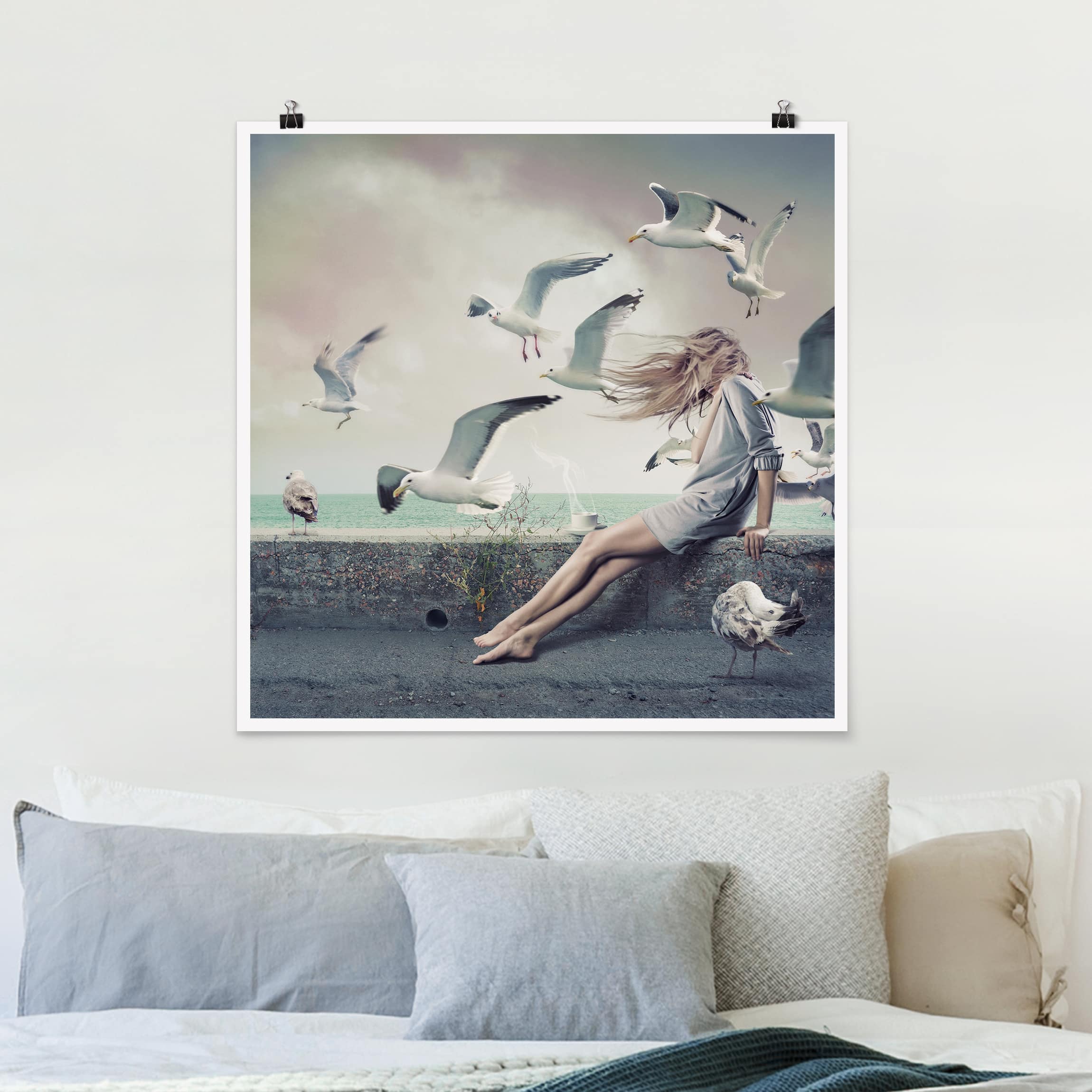 Poster - Quadrat Kaffee am Meer