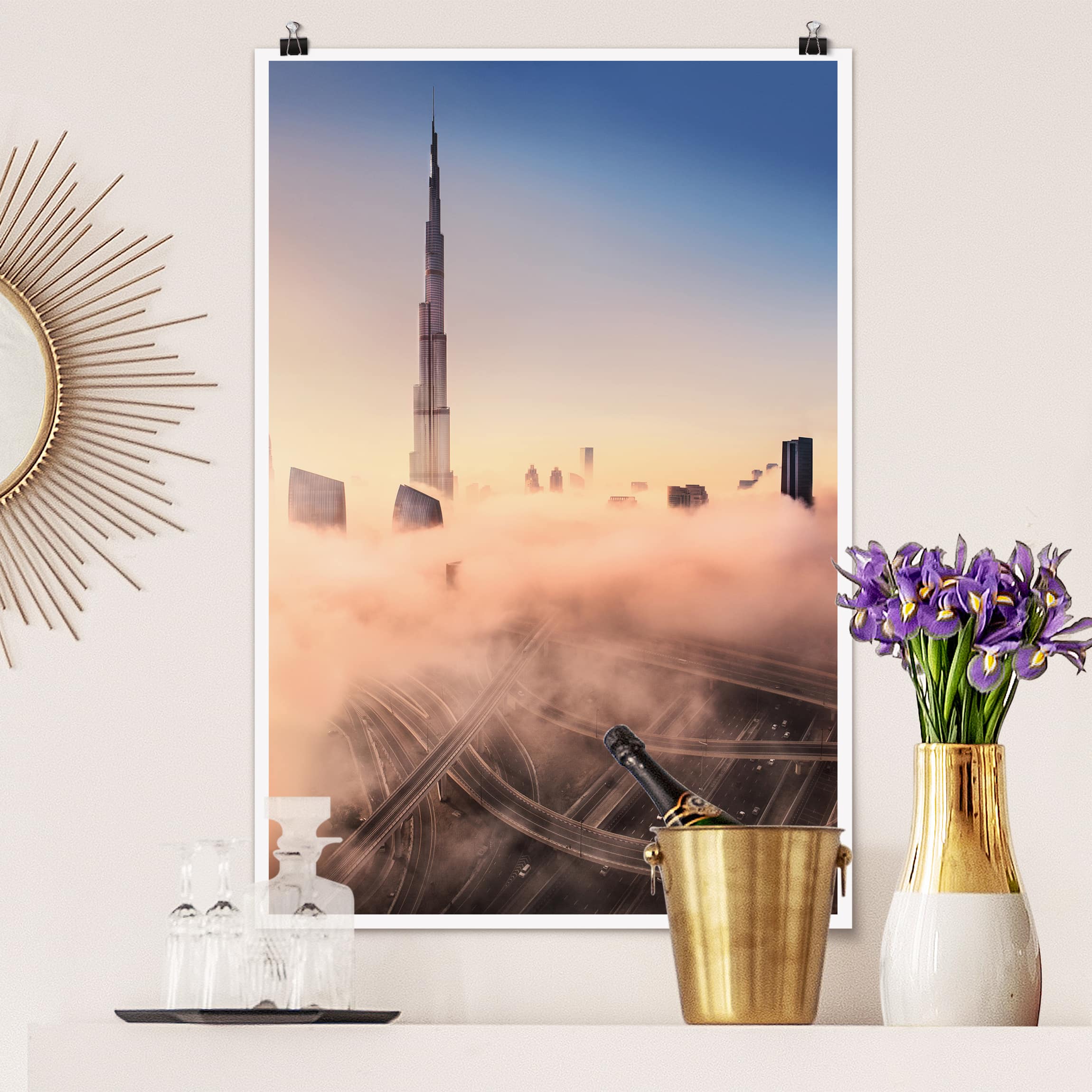 Poster - Hochformat Himmlische Skyline von Dubai