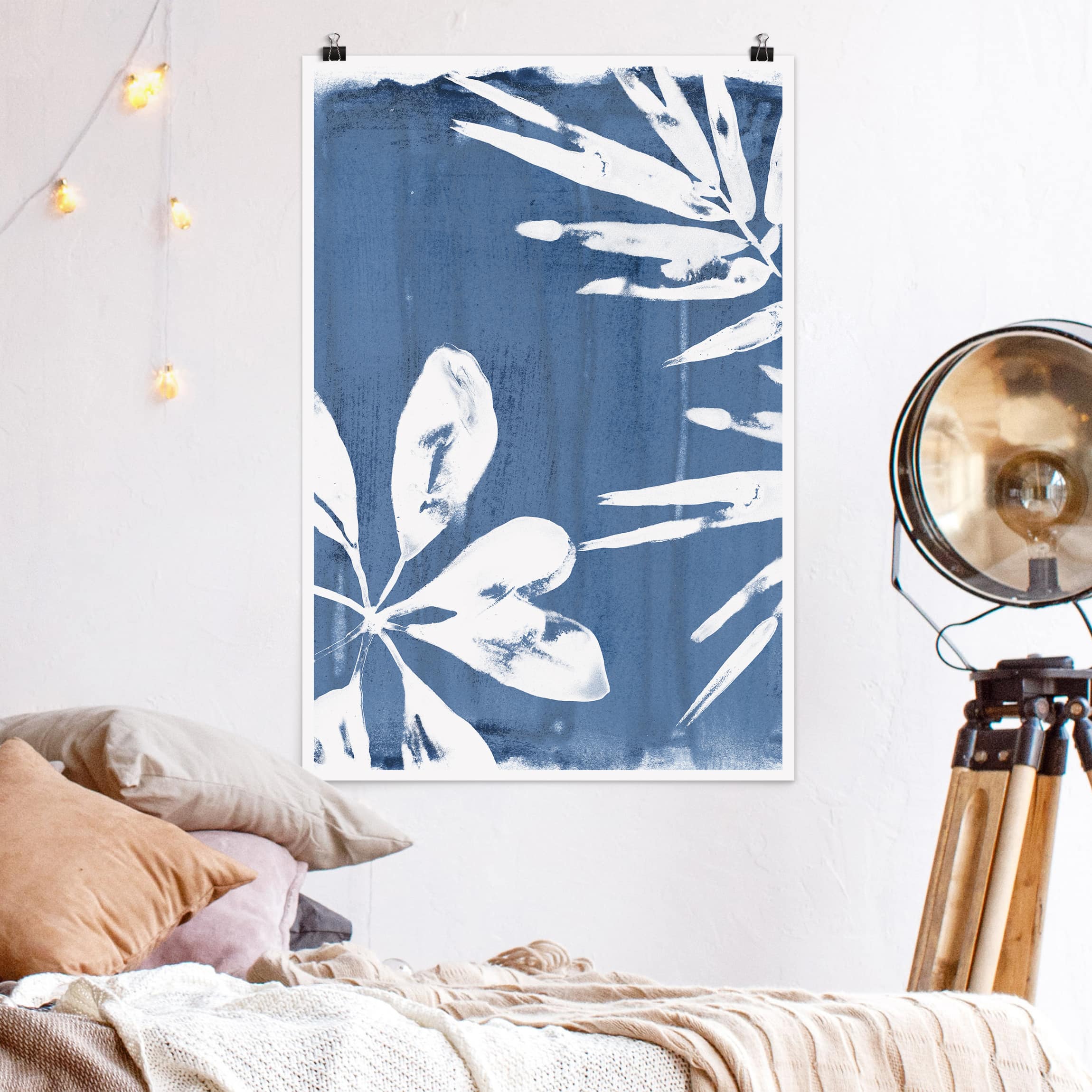 Poster - Hochformat Tropische Blätter Indigo I