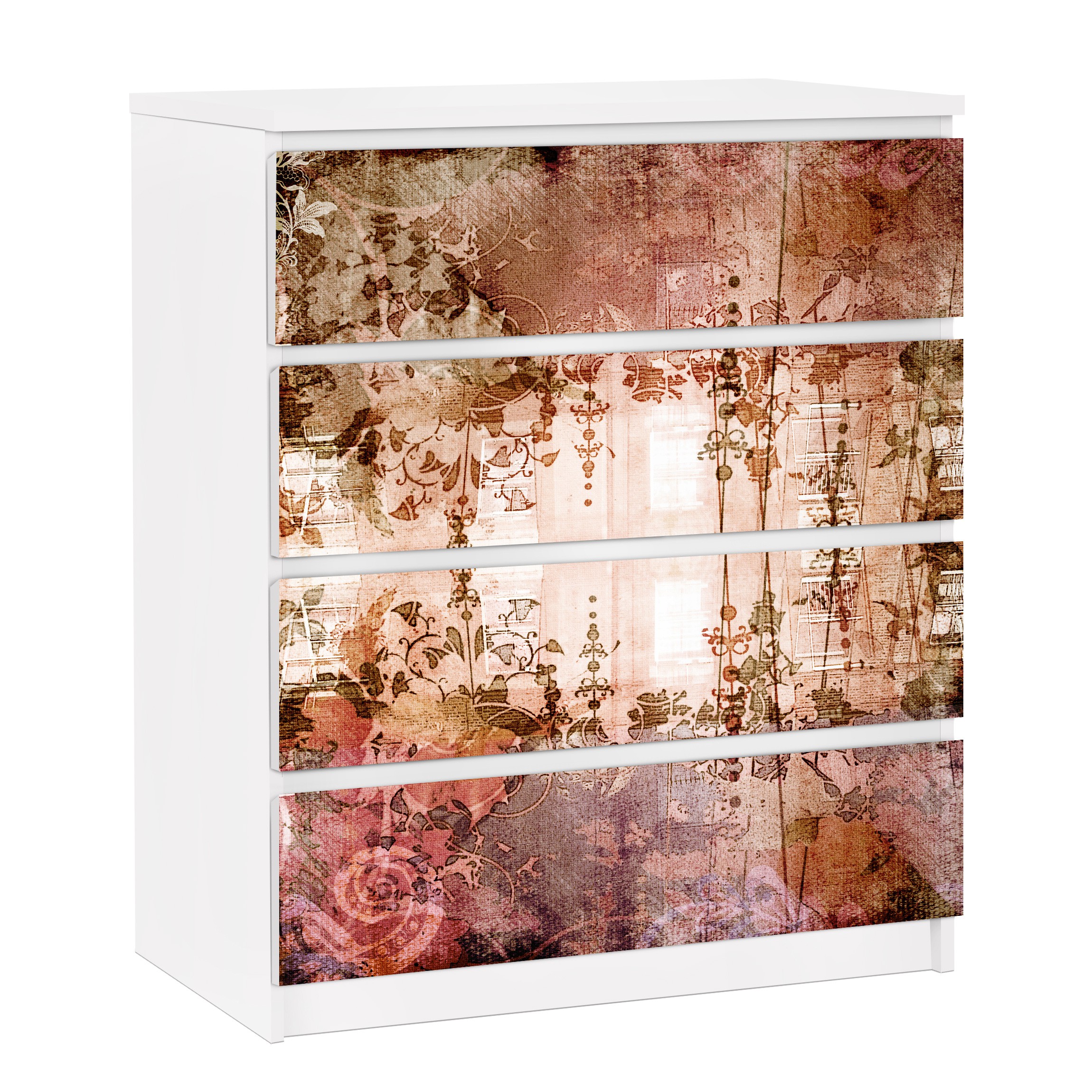 Möbelfolie für IKEA Malm Kommode 4 Schubladen Old Grunge