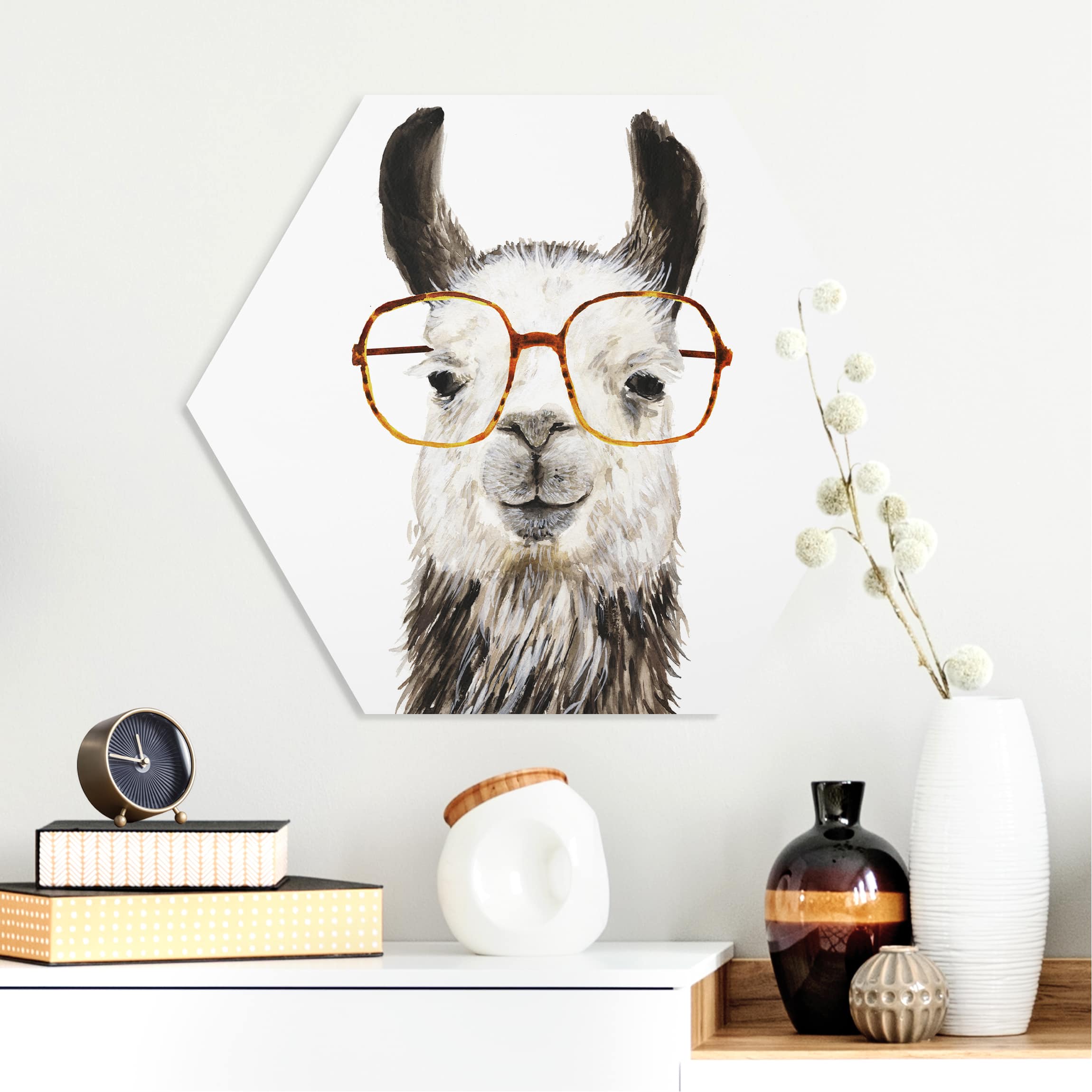 Hexagon-Forexbild Hippes Lama mit Brille IV