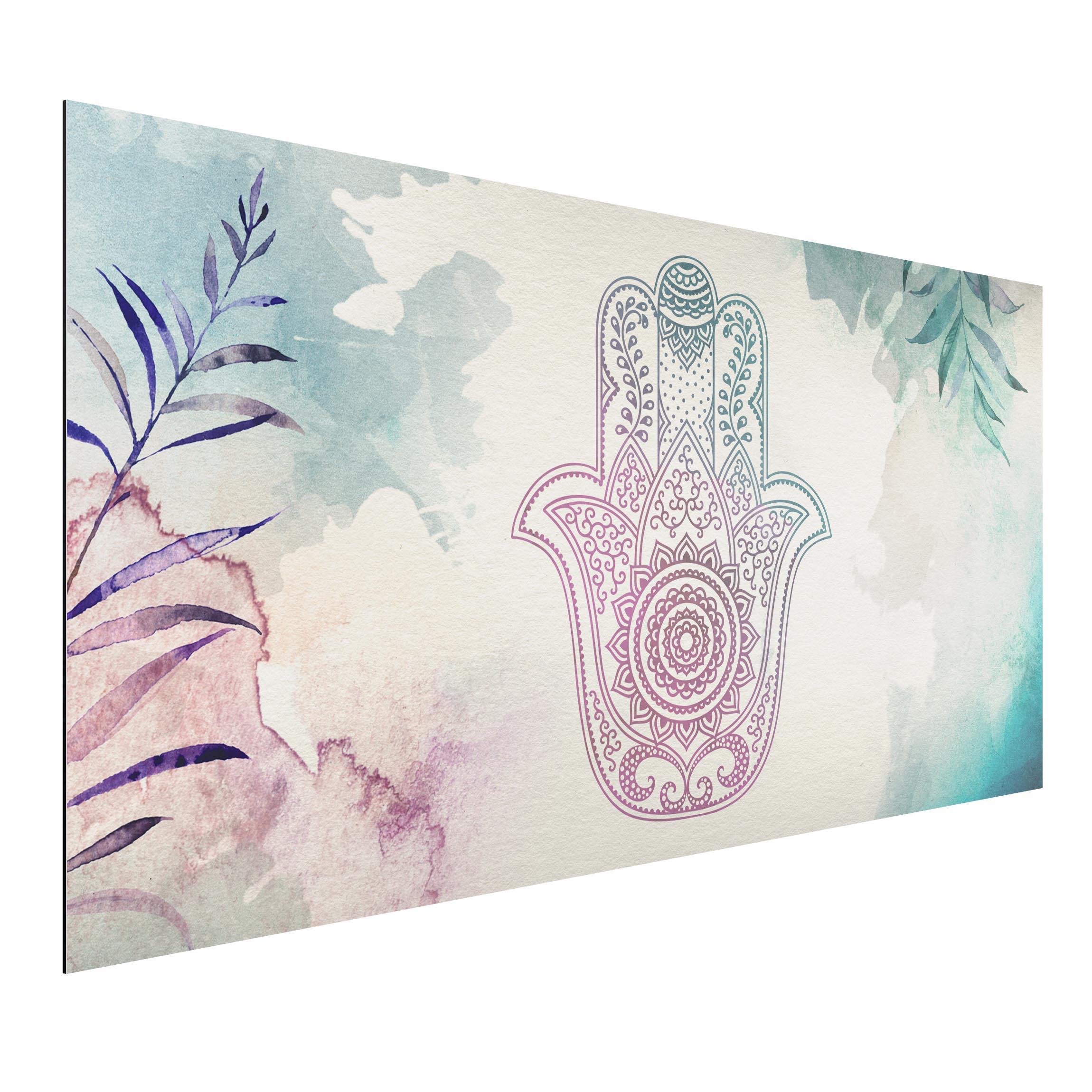 Alu-Dibond Bild Hand der Fatima Aquarell