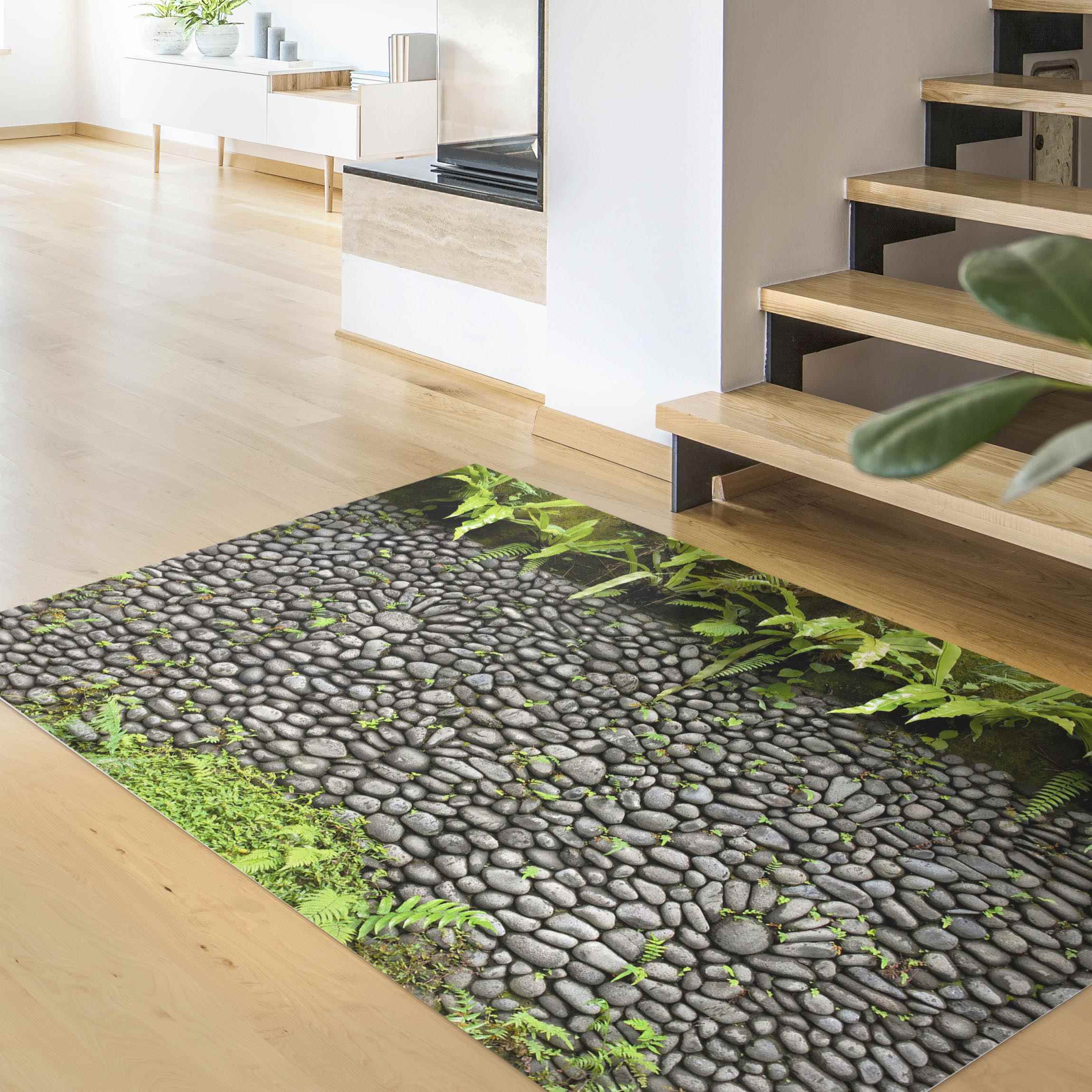 Vinylteppich Steinwand mit Pflanzen