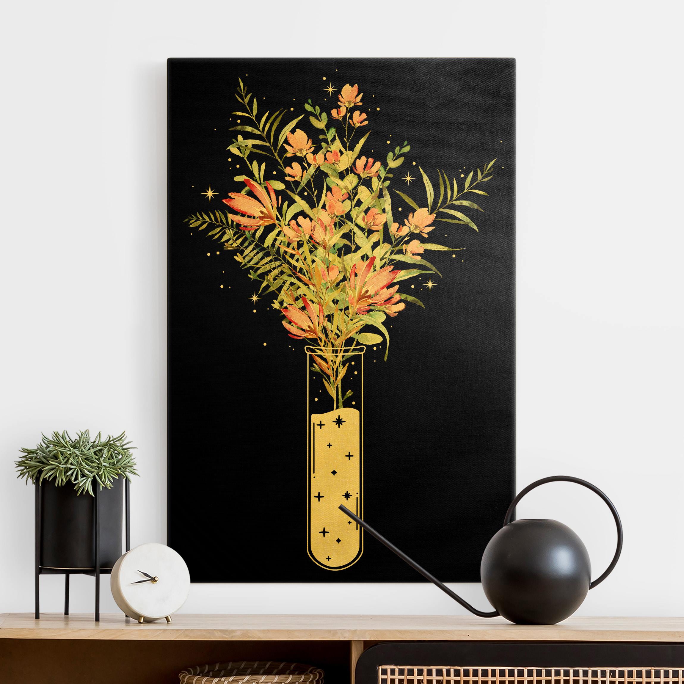 Leinwandbild Blumen im Reagenzglas