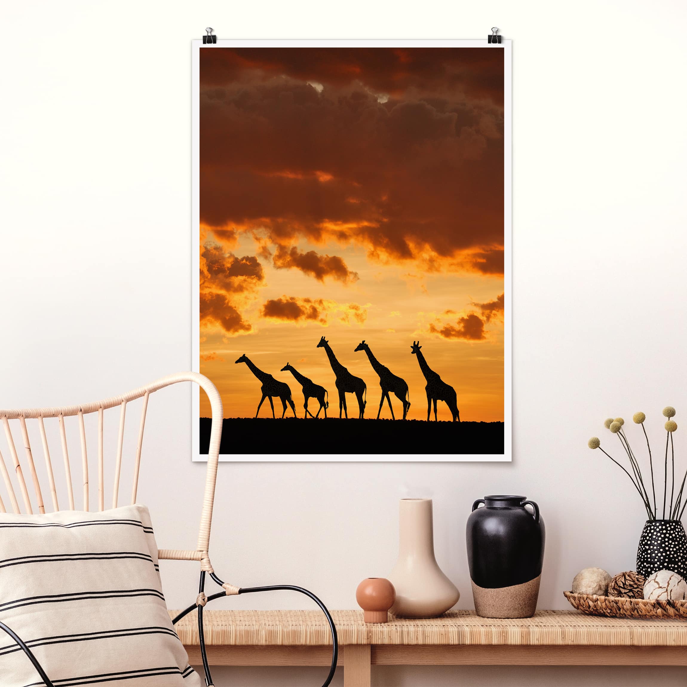 Poster Tiere Fünf Giraffen