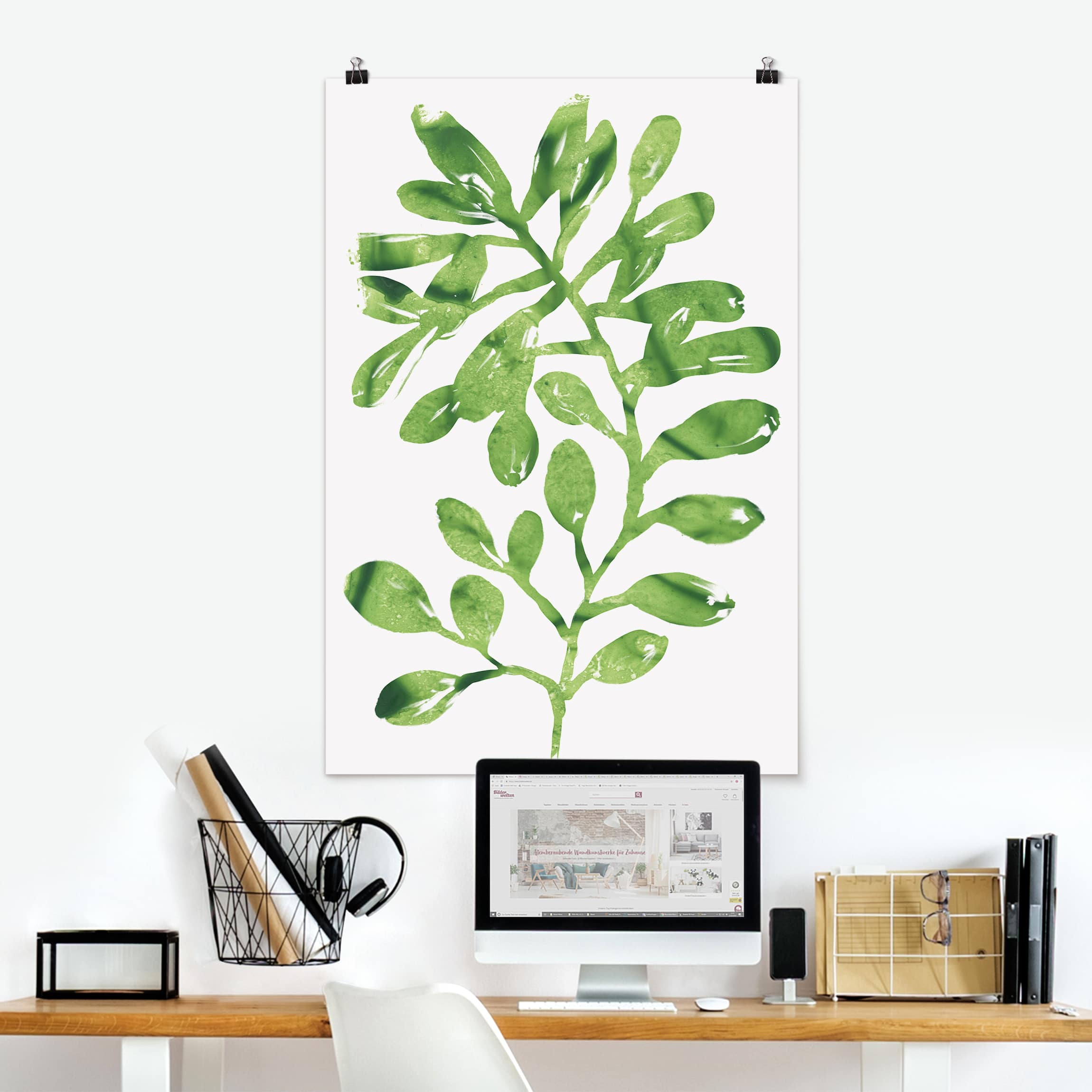 Poster - Hochformat Tropenblätter Wasserfarbe II