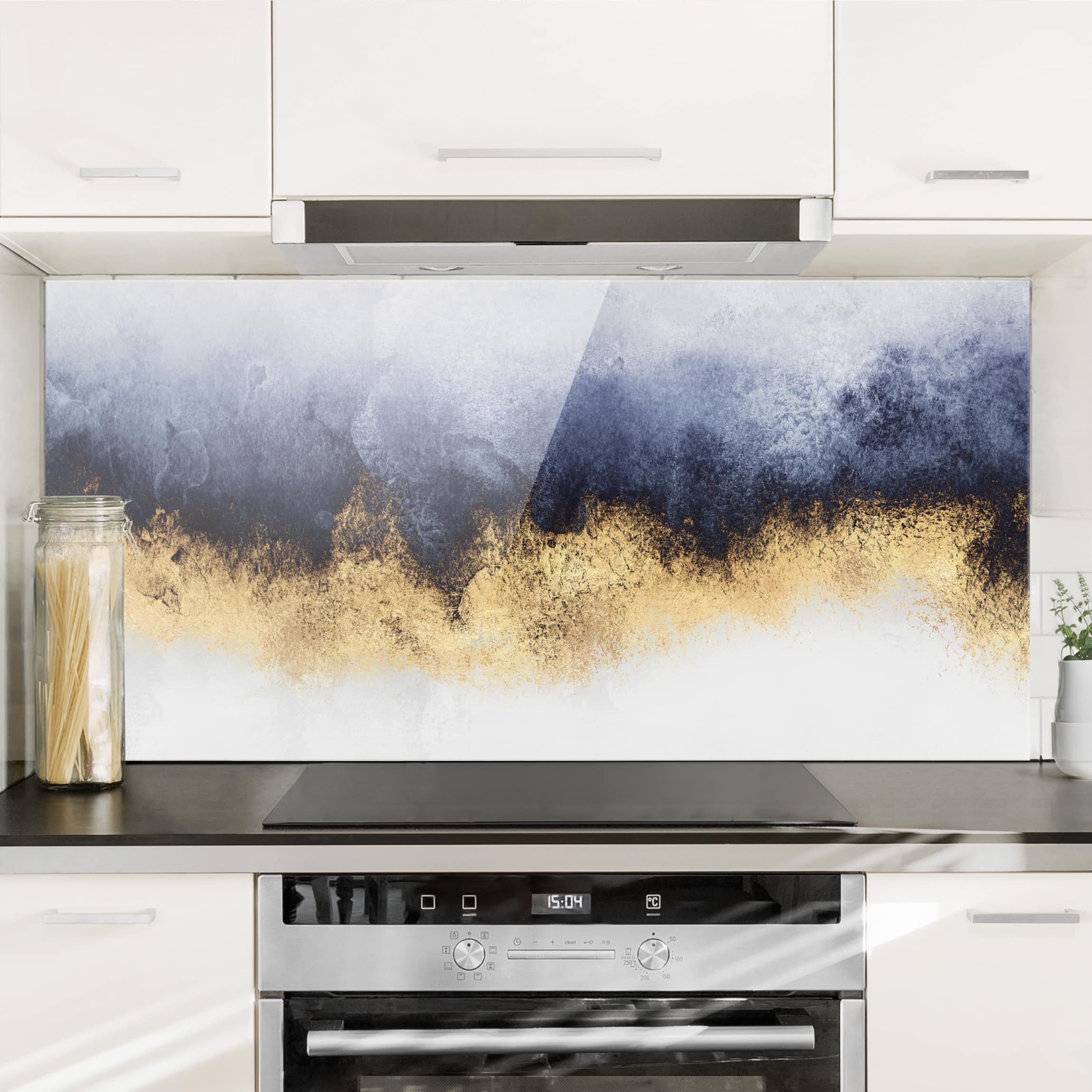 Glas Spritzschutz Wolkenhimmel mit Gold