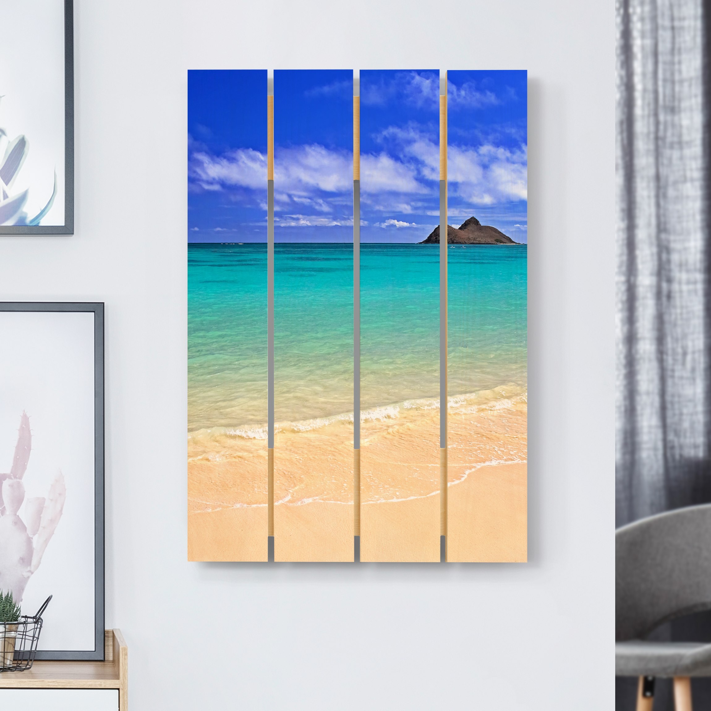 Holzbild Plankenoptik - Hochformat Paradise Beach