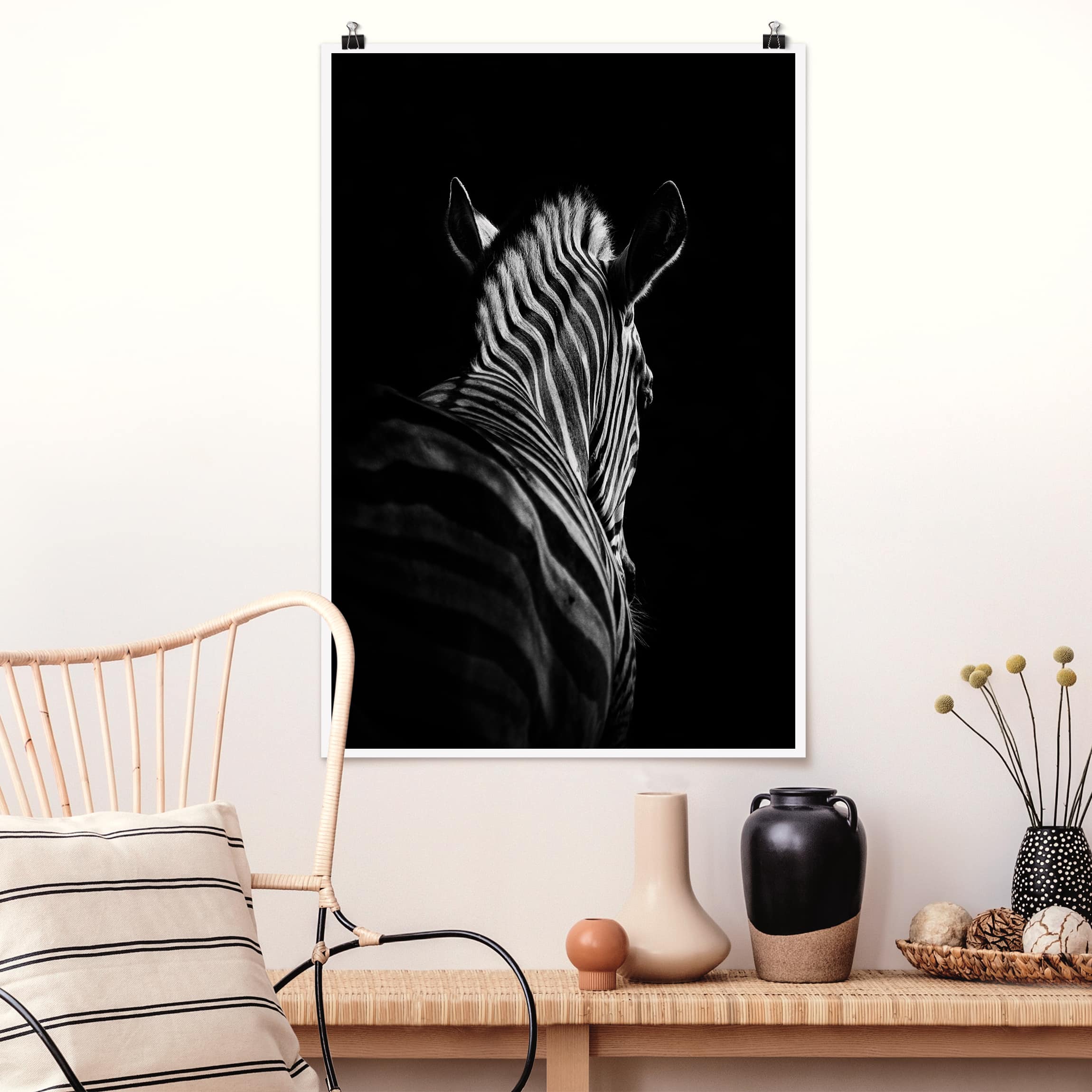 Poster - Hochformat Dunkle Zebra Silhouette