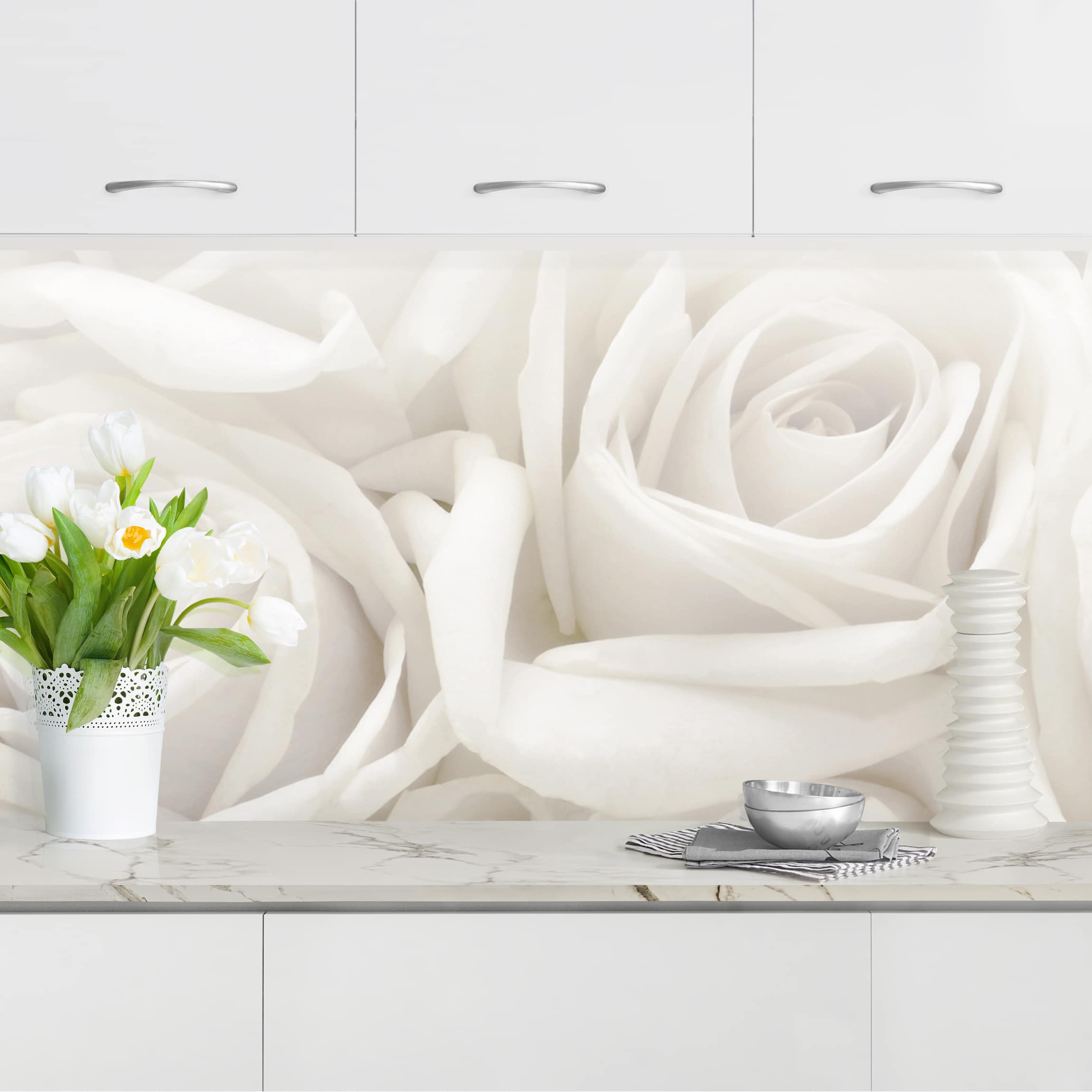 Küchenrückwand Weiße Rosen