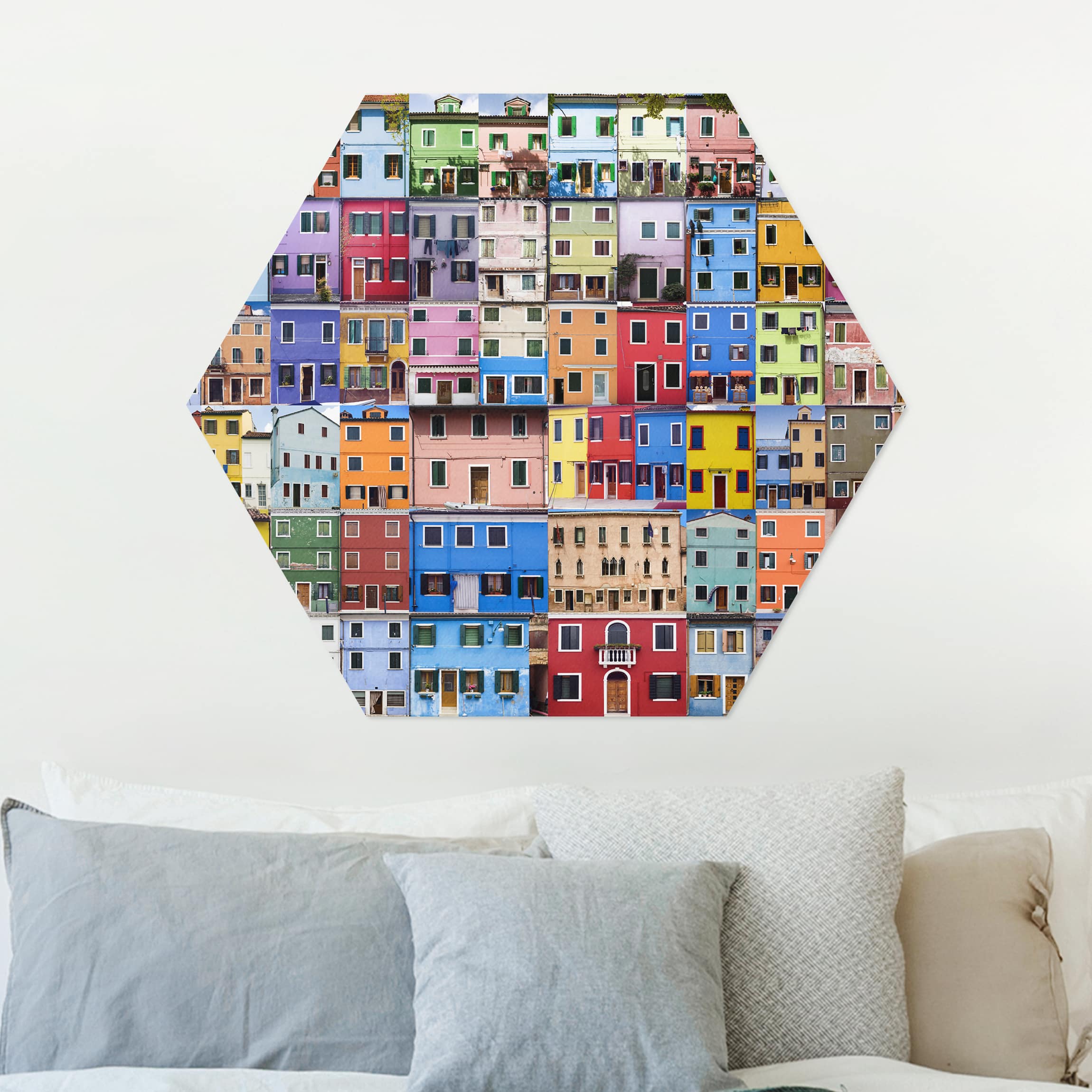 Hexagon-Alu-Dibond Bild Venezianische Häuser