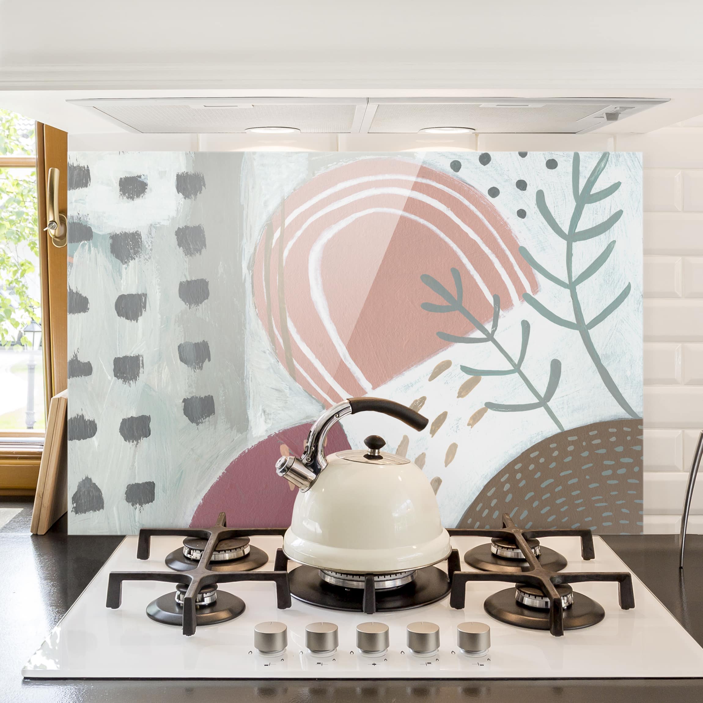 Glas Spritzschutz - Querformat 3:2 Karneval der Formen in Beere I