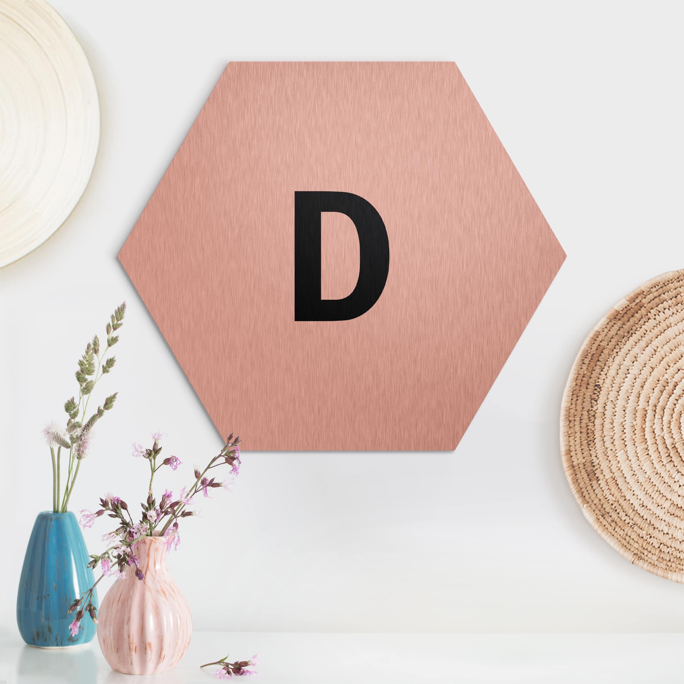 Hexagon-Alu-Dibond Bild Buchstabe Weiß D