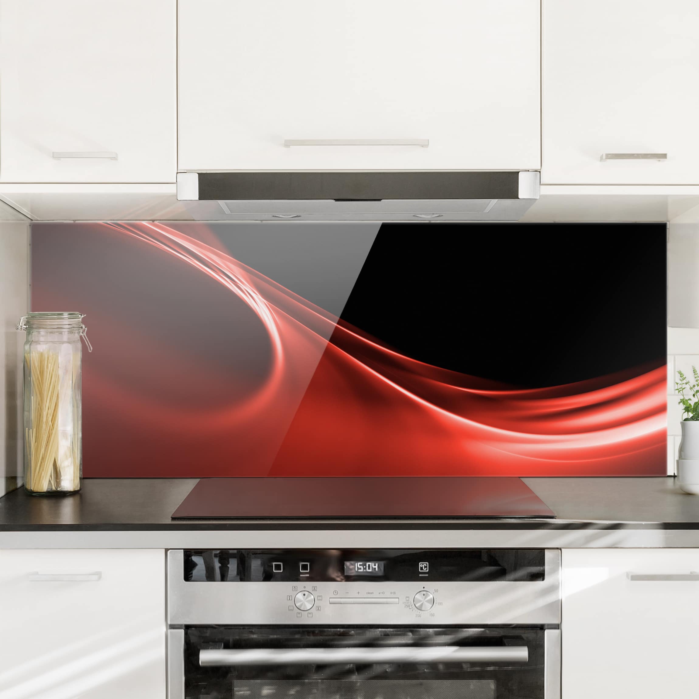 Glas Spritzschutz - Panorama Red Wave