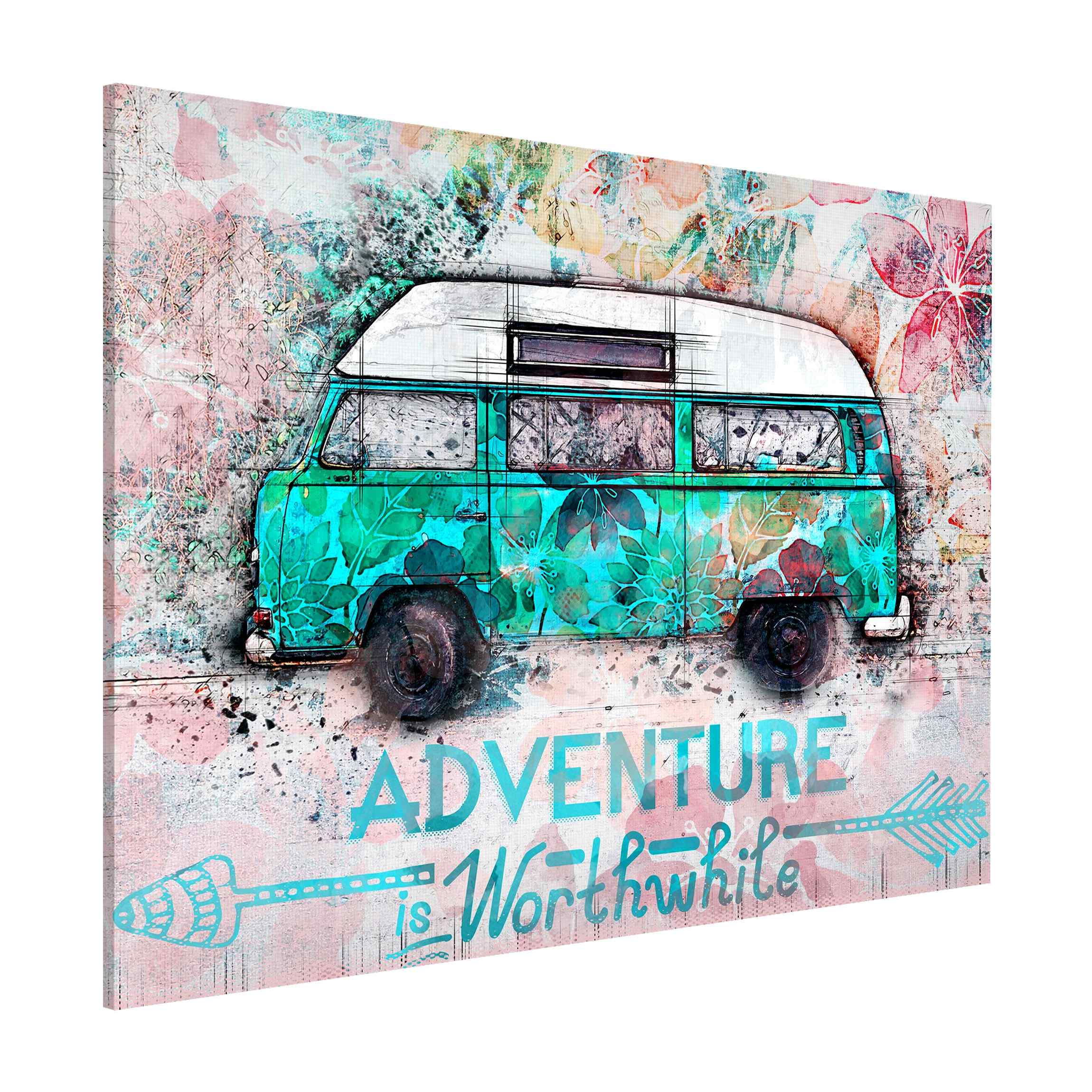 Magnettafel Bulli Adventure Collage Pastell