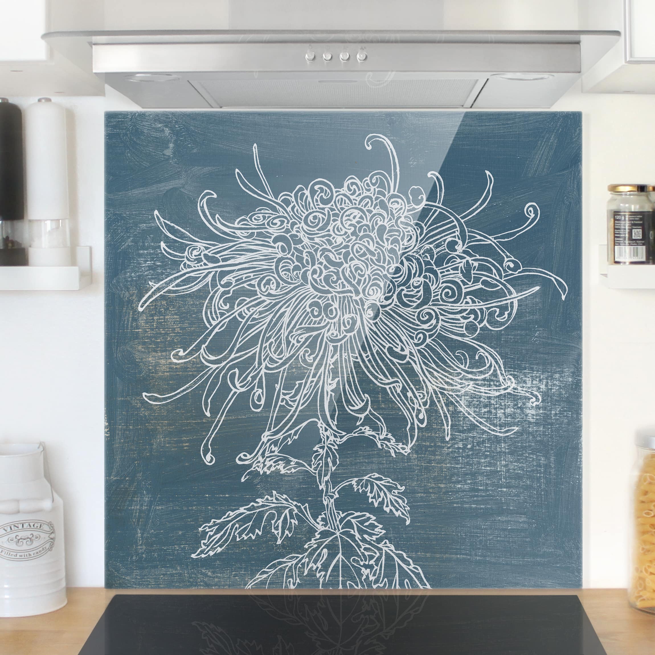 Glas Spritzschutz Indigo-Pflanzen I