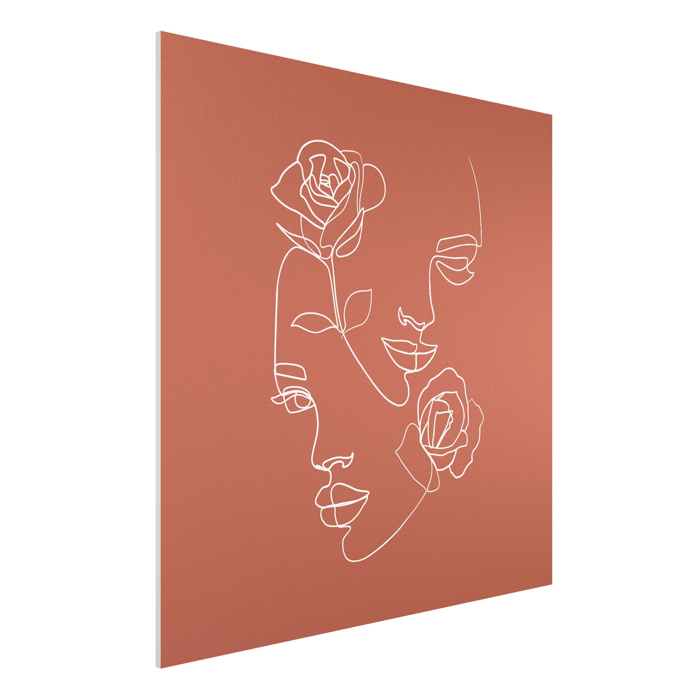 Forexbild - Quadrat Line Art Gesichter Frauen Rosen Kupfer