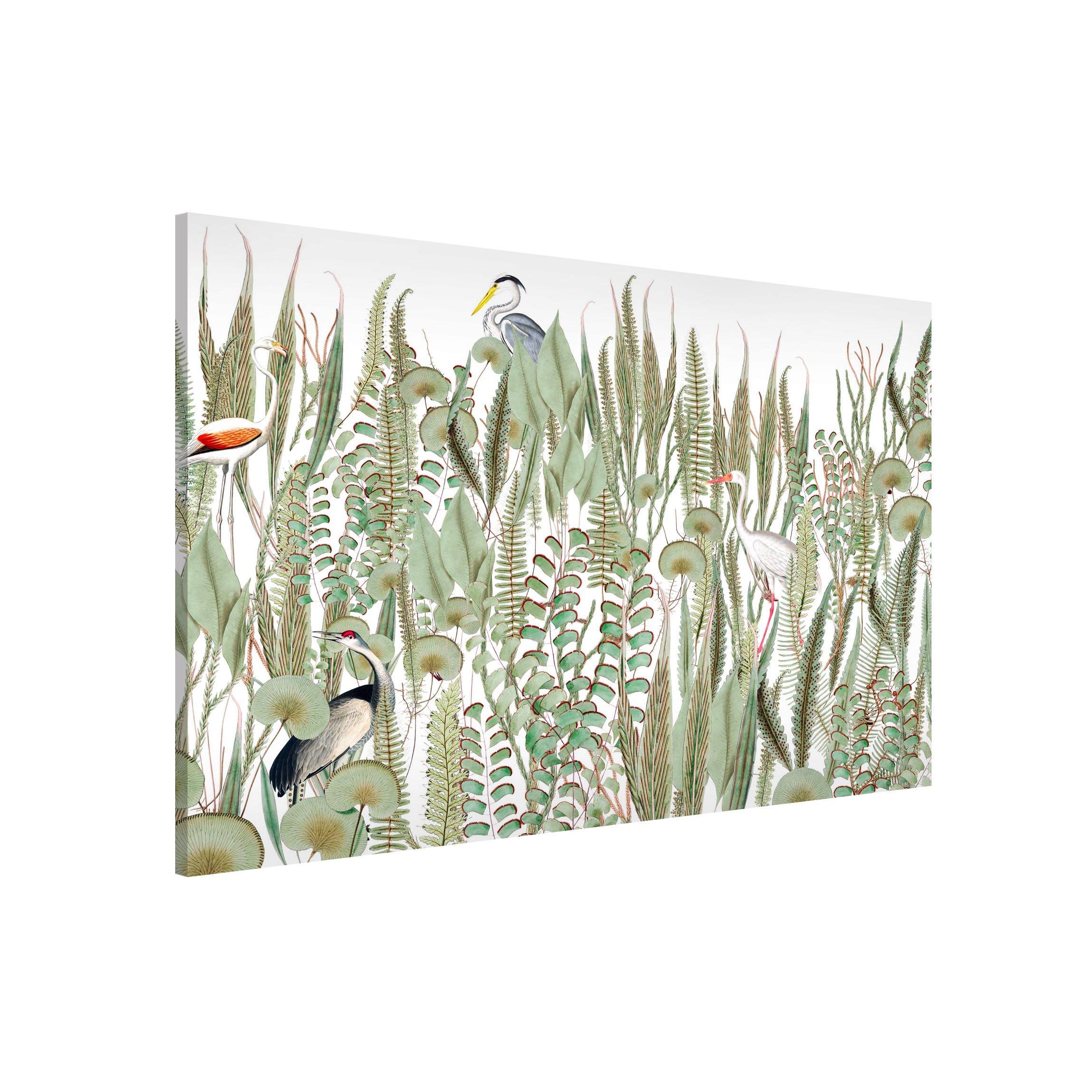 Magnettafel Flamingo und Storch mit Pflanzen