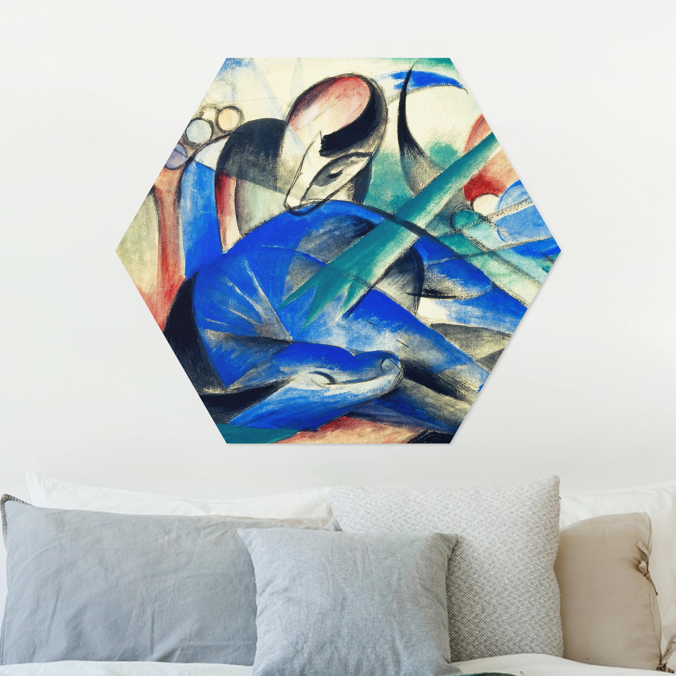 Hexagon-Alu-Dibond Bild Franz Marc - Träumendes Pferd