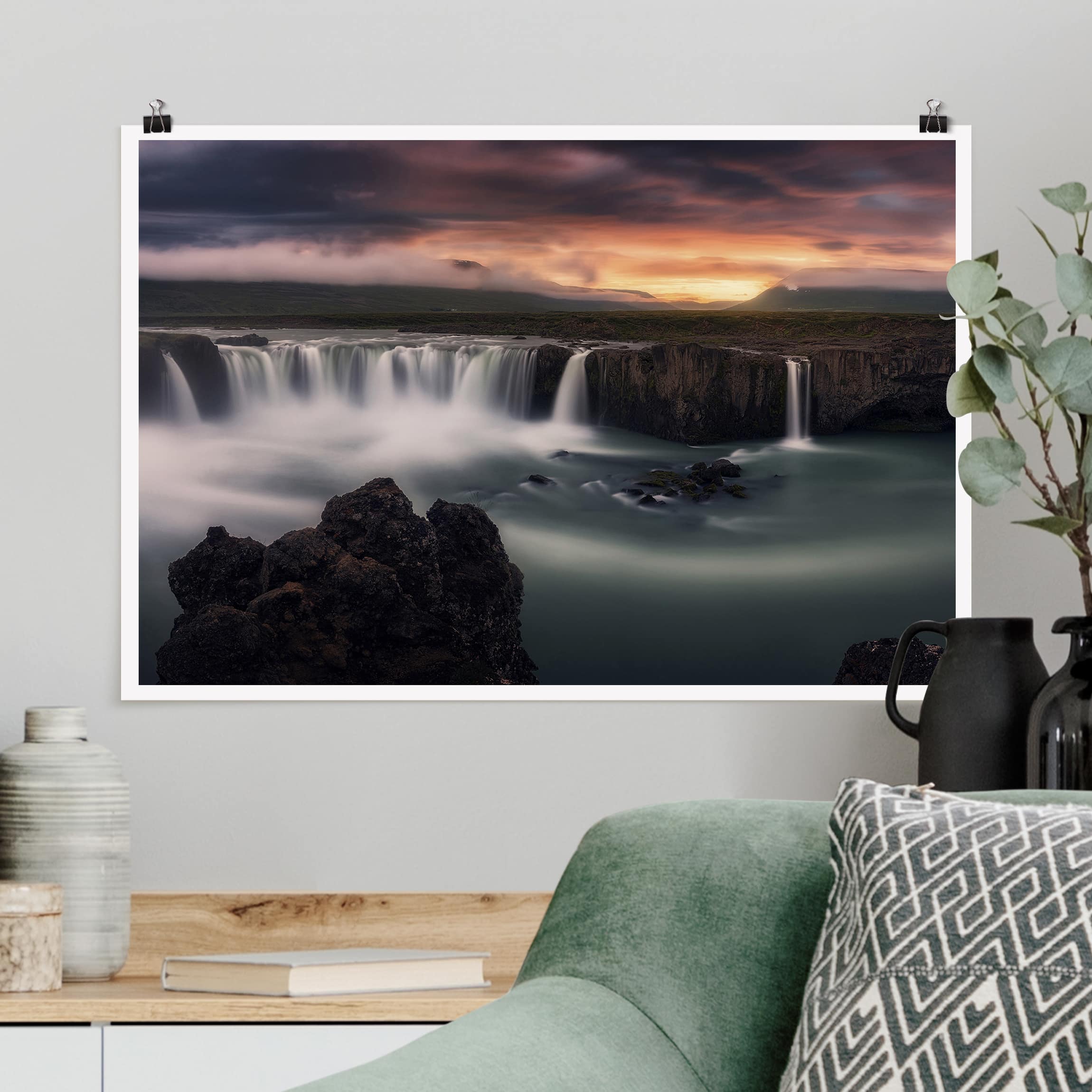 Poster - Querformat Goðafoss Wasserfall in Island