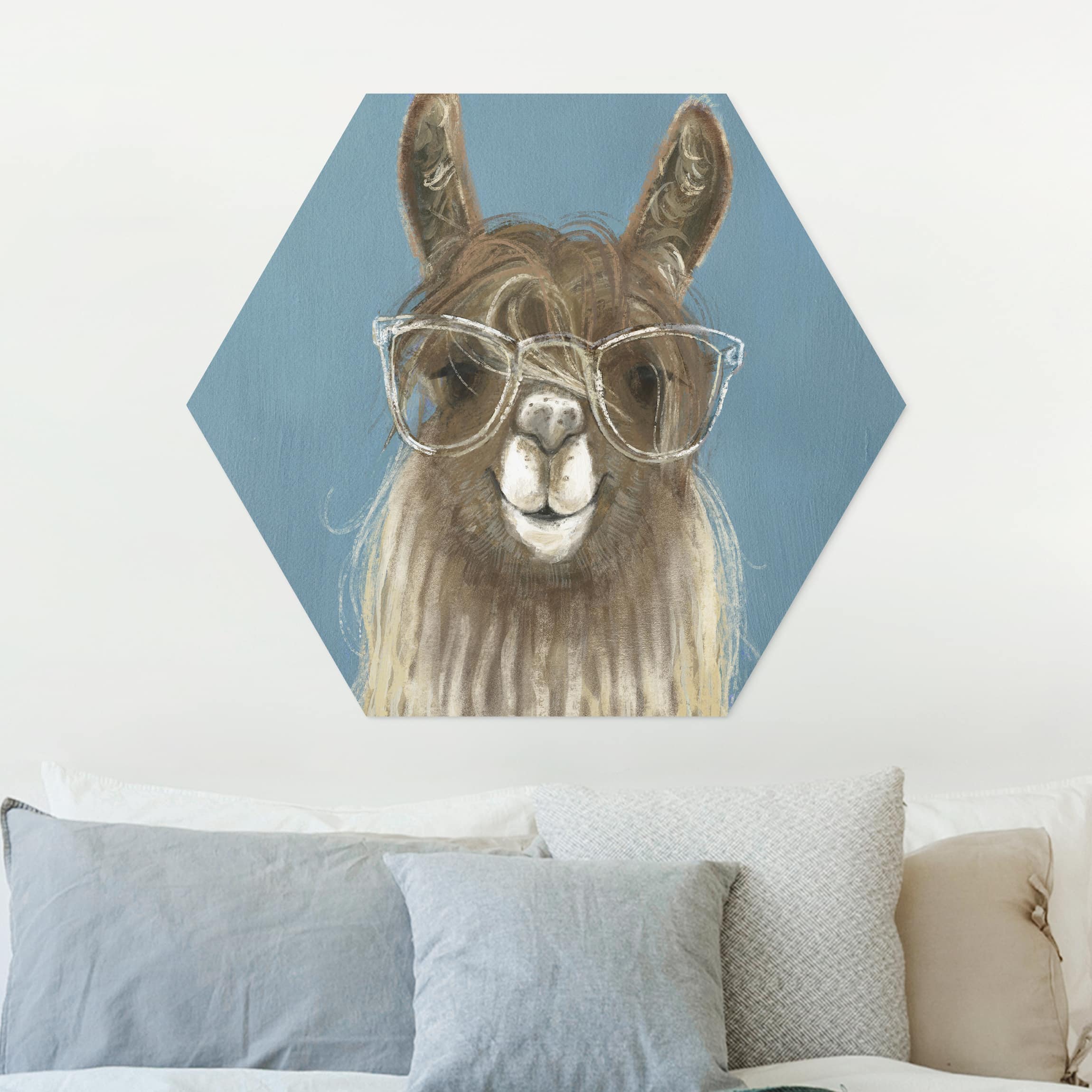 Hexagon-Forexbild Lama mit Brille III
