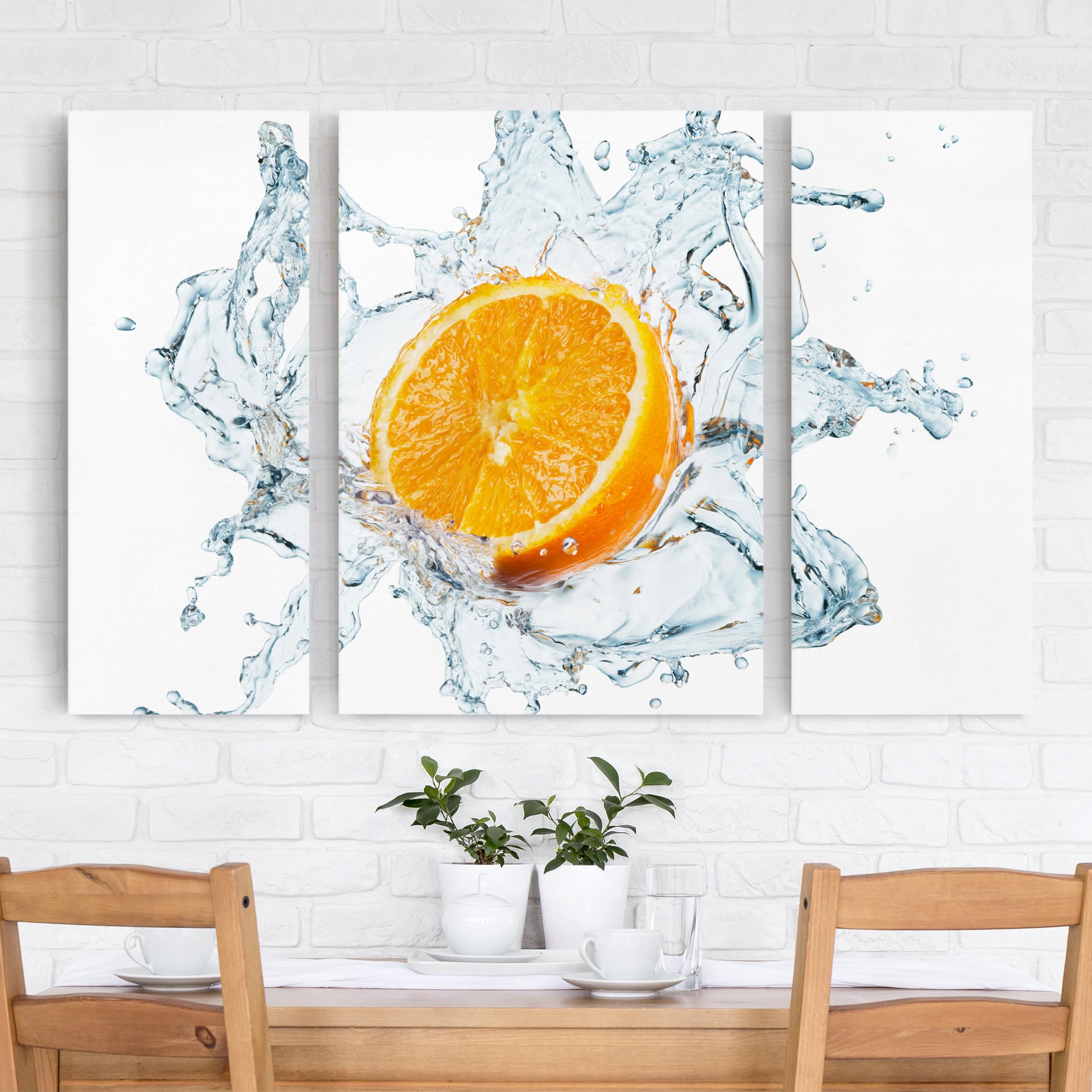 3-teiliges Leinwandbild Küche Frische Orange