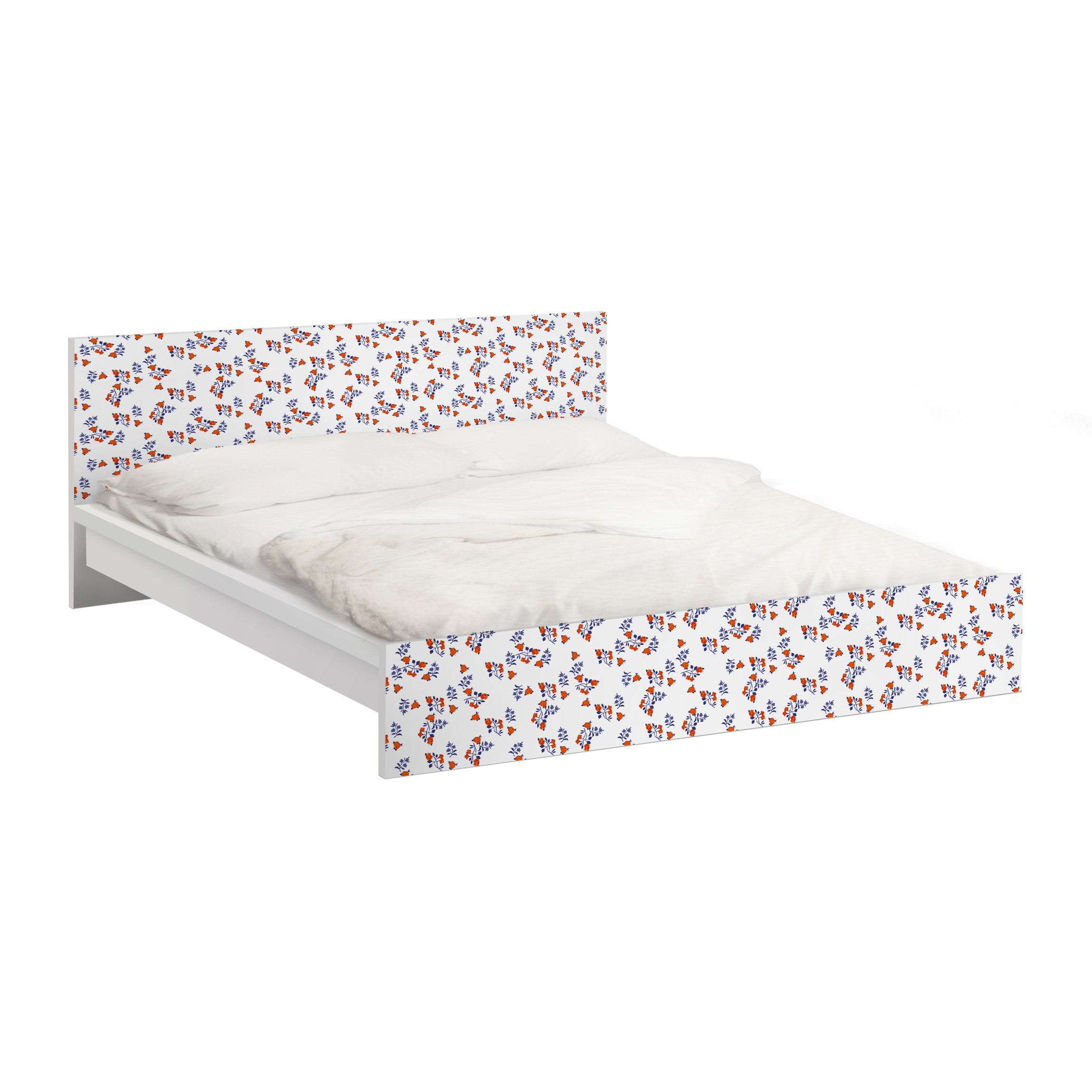 Möbelfolie für IKEA Malm Bett 140 cm Breite Mille Fleurs Designmuster
