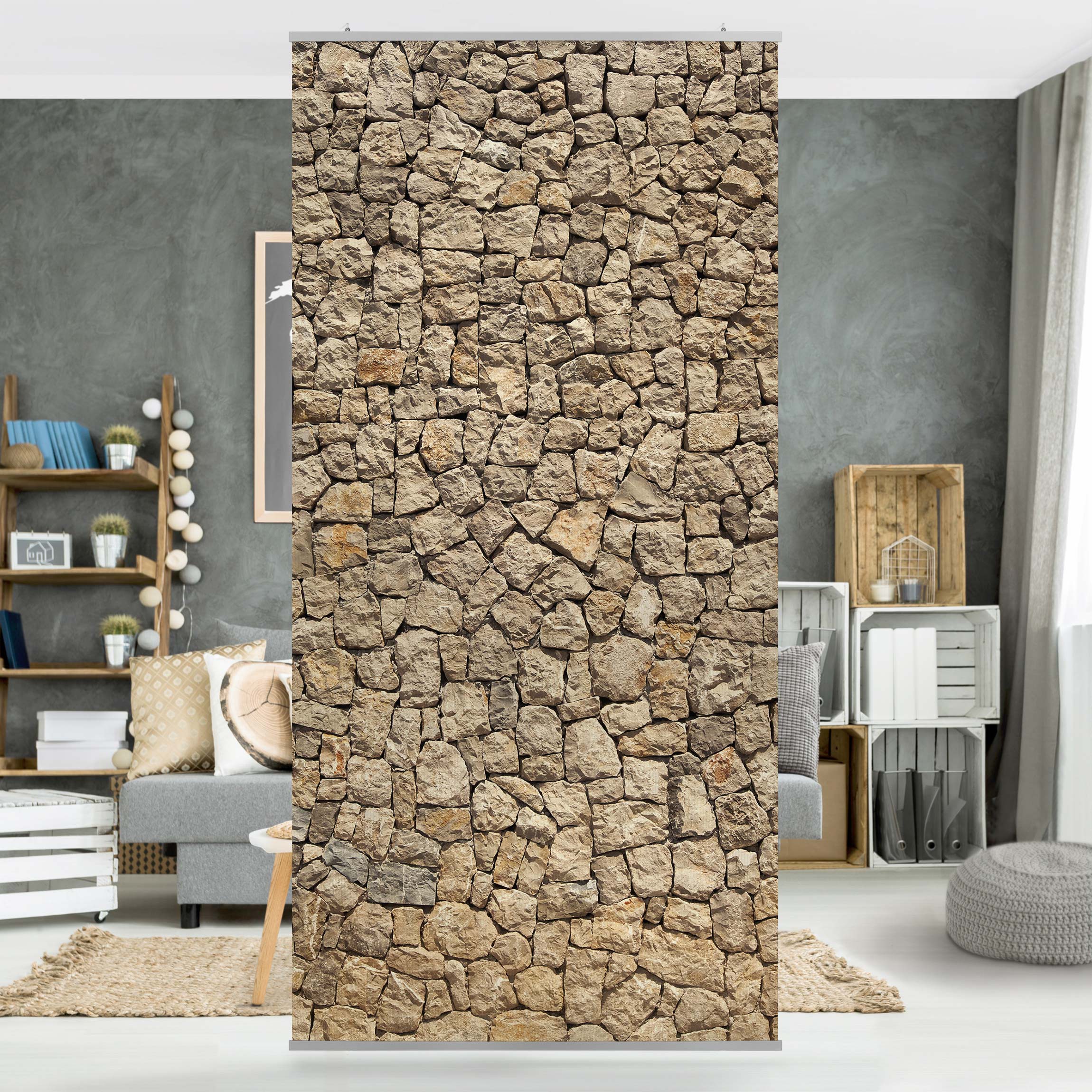 Raumteiler Alte Wand aus Pflasterstein