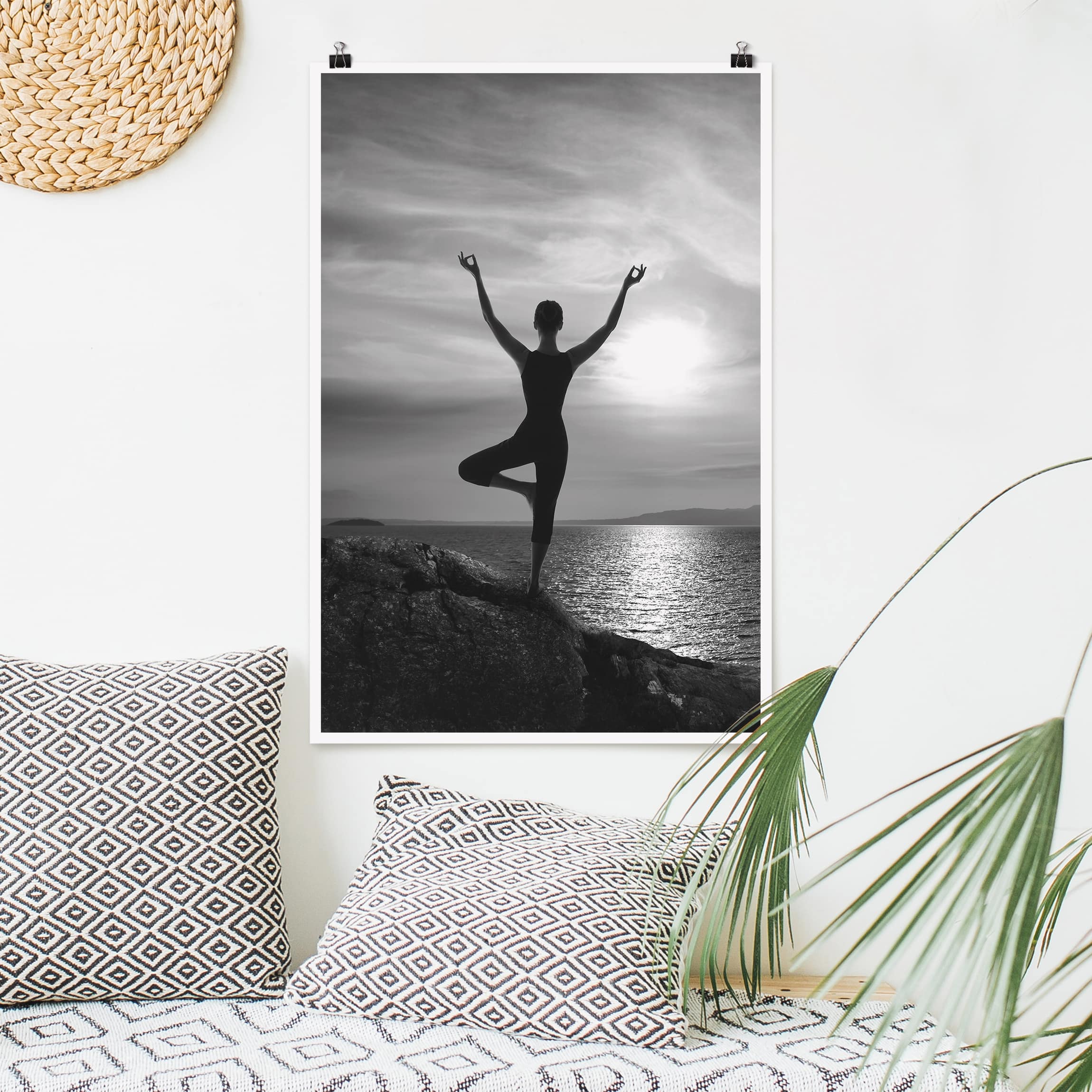 Poster - Hochformat Yoga schwarz weiss