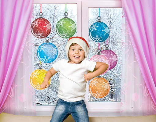 Fensteraufkleber Weihnachtskugeln