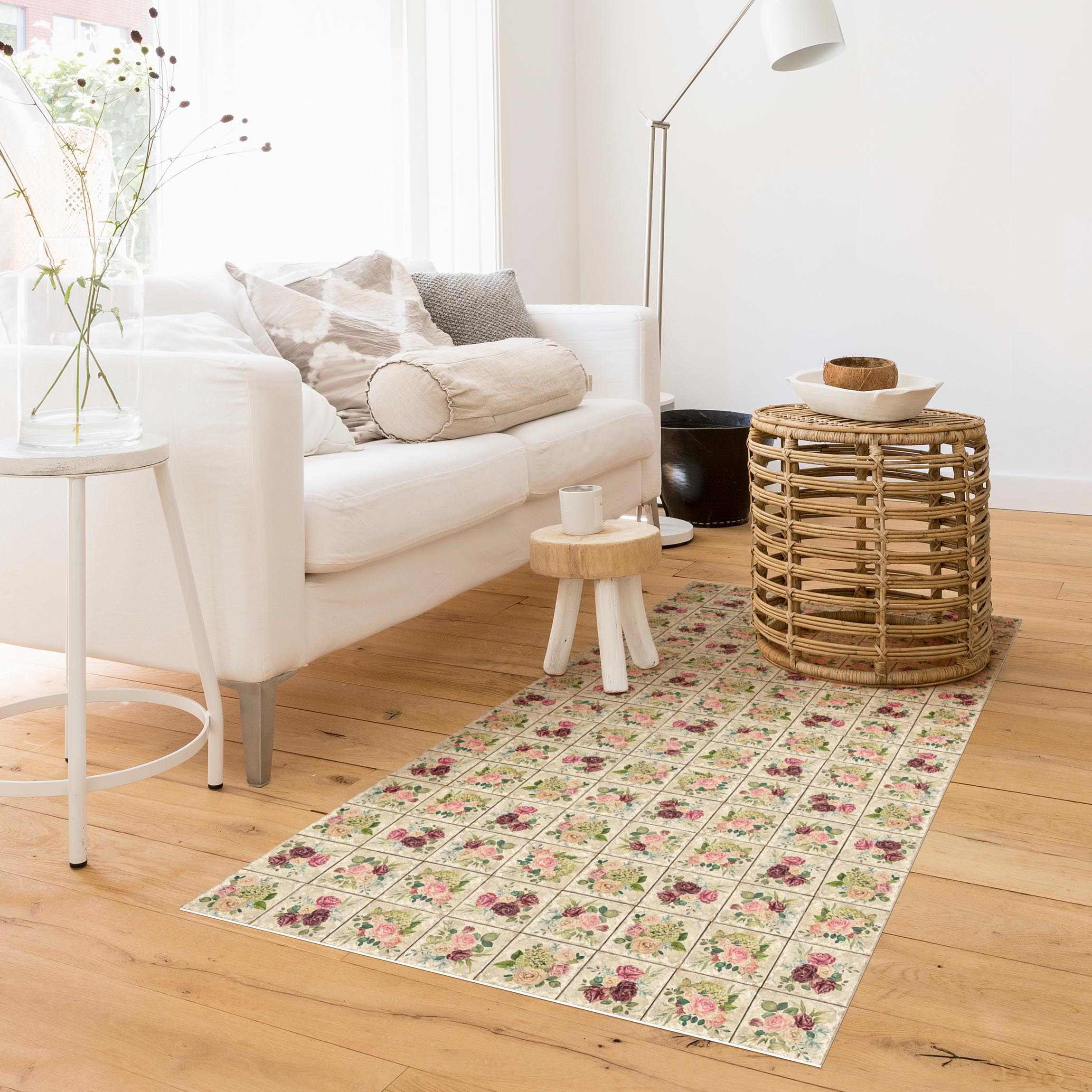 Vinylteppich Vintage Rosen und Hortensien