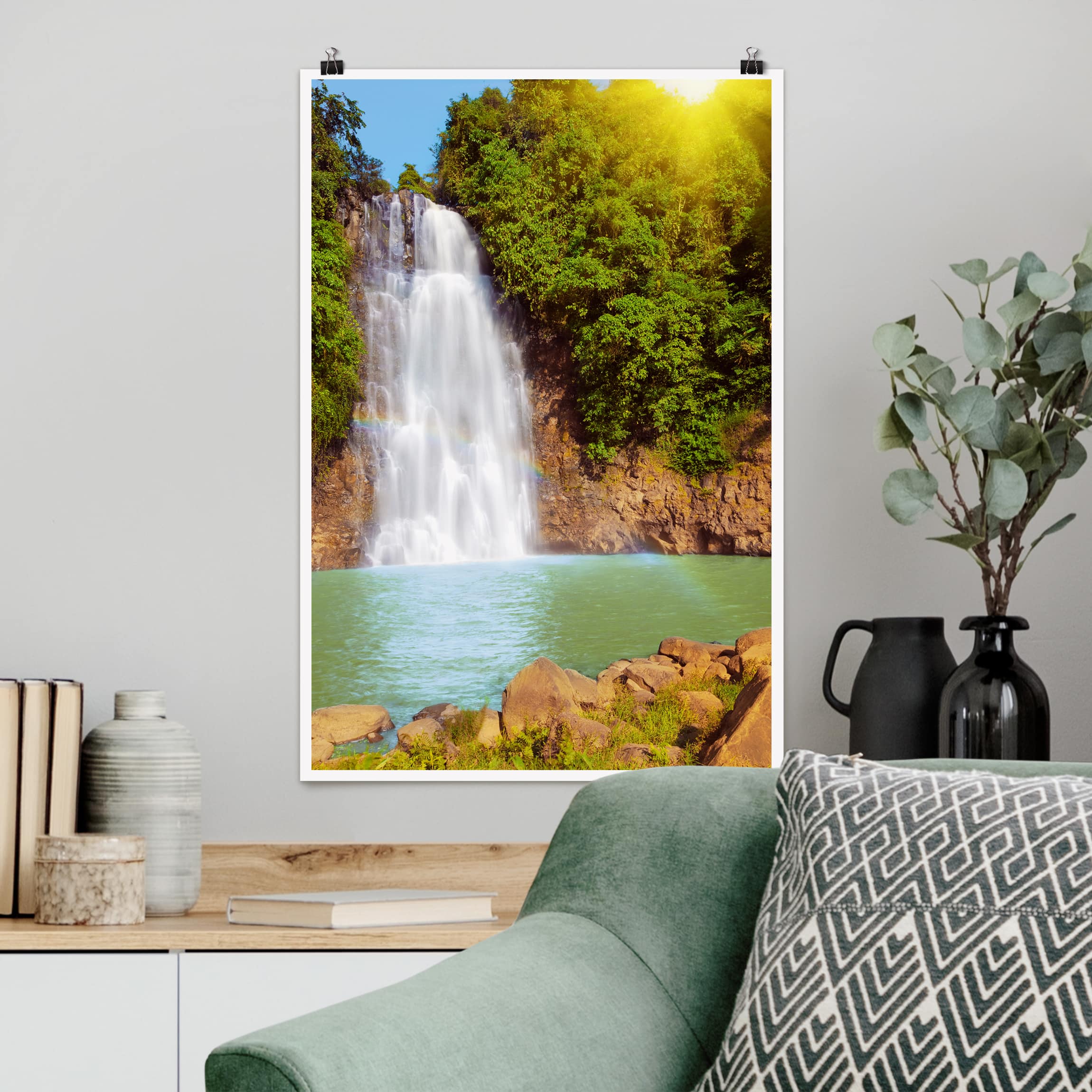 Poster - Hochformat Wasserfall Romantik