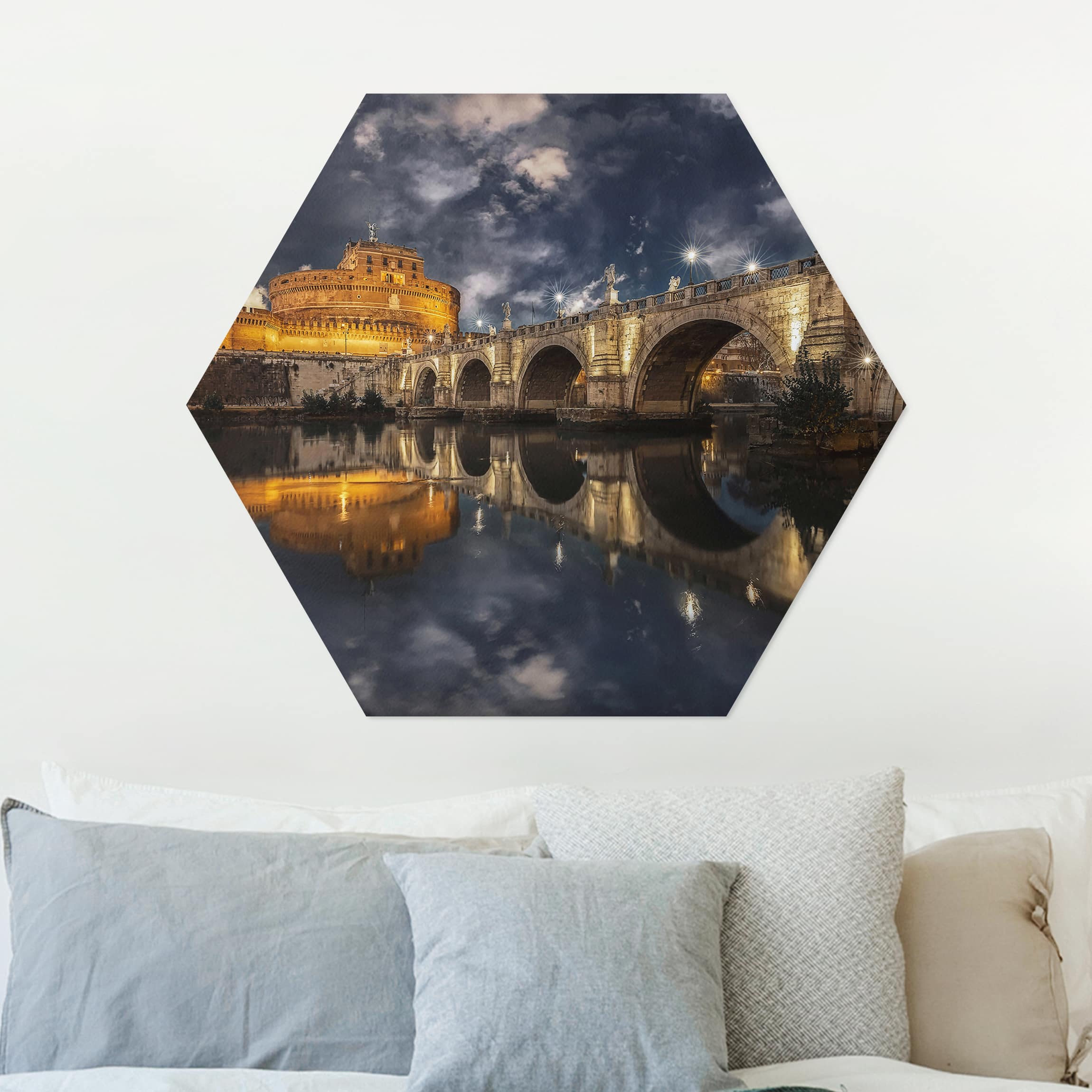 Hexagon-Alu-Dibond Bild Ponte Sant'Angelo in Rom