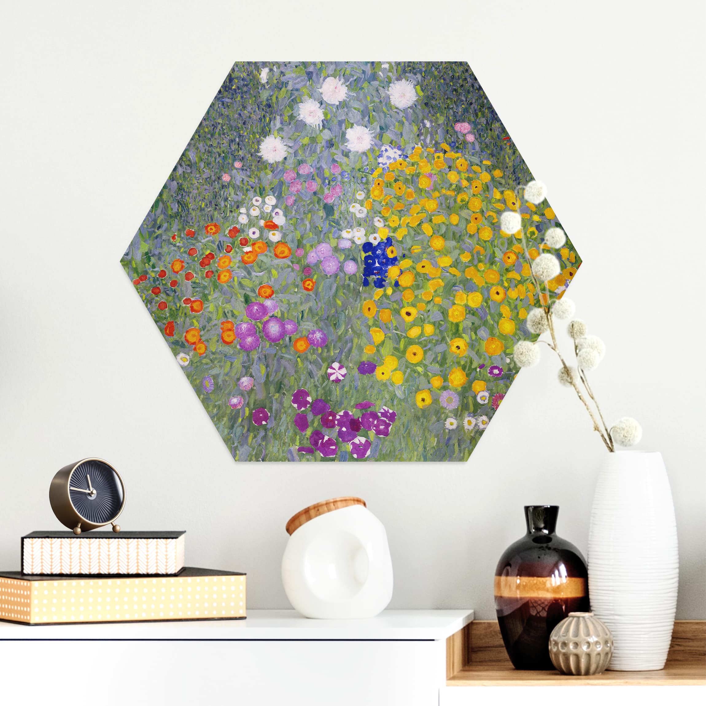 Hexagon-Alu-Dibond Bild Gustav Klimt - Bauerngarten