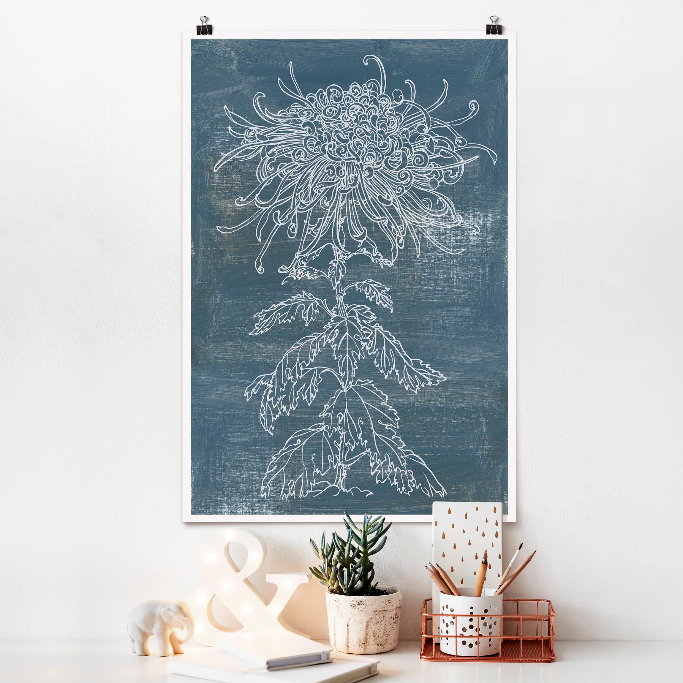 Poster Blumen Indigo-Pflanzen I