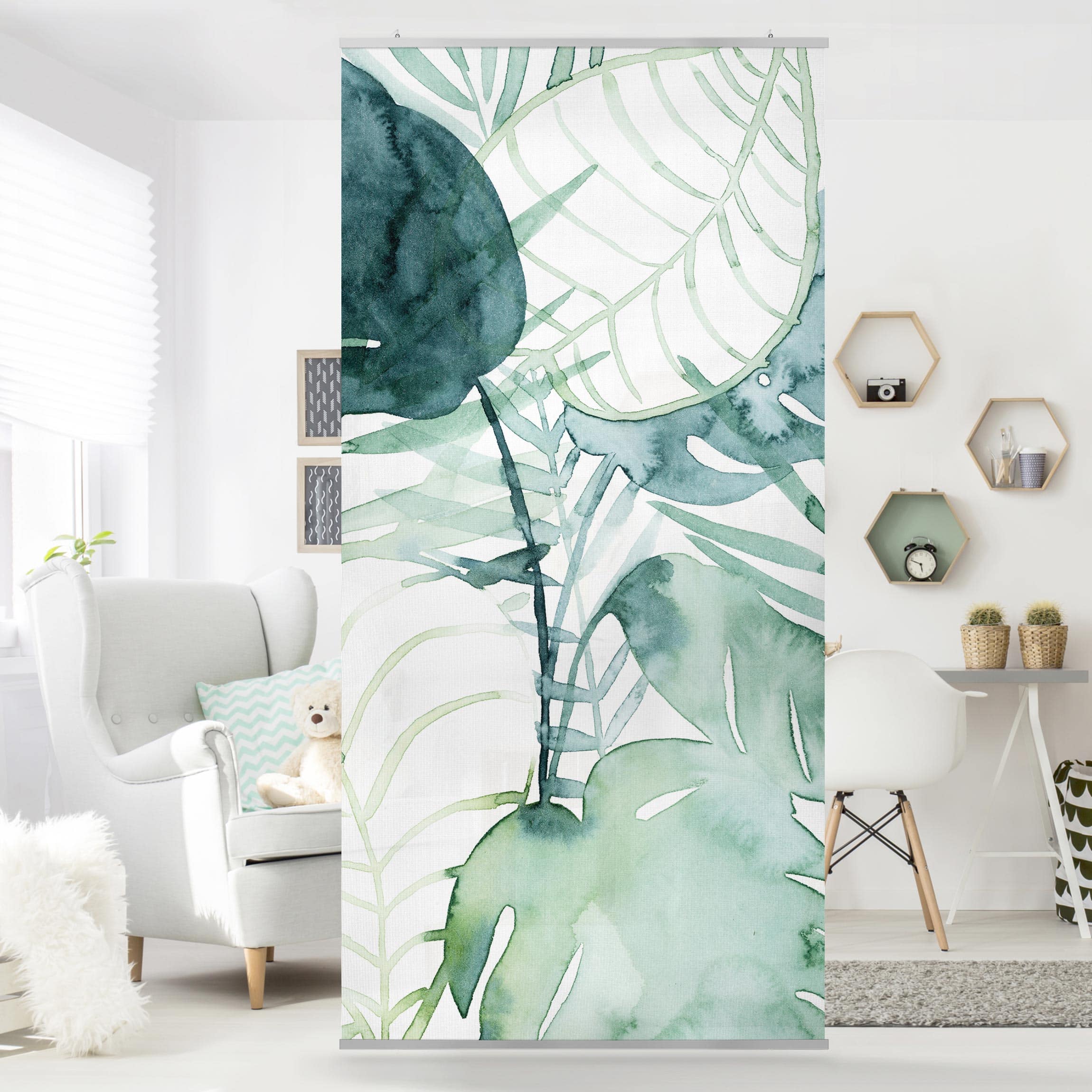 Raumteiler Palmwedel in Wasserfarbe II