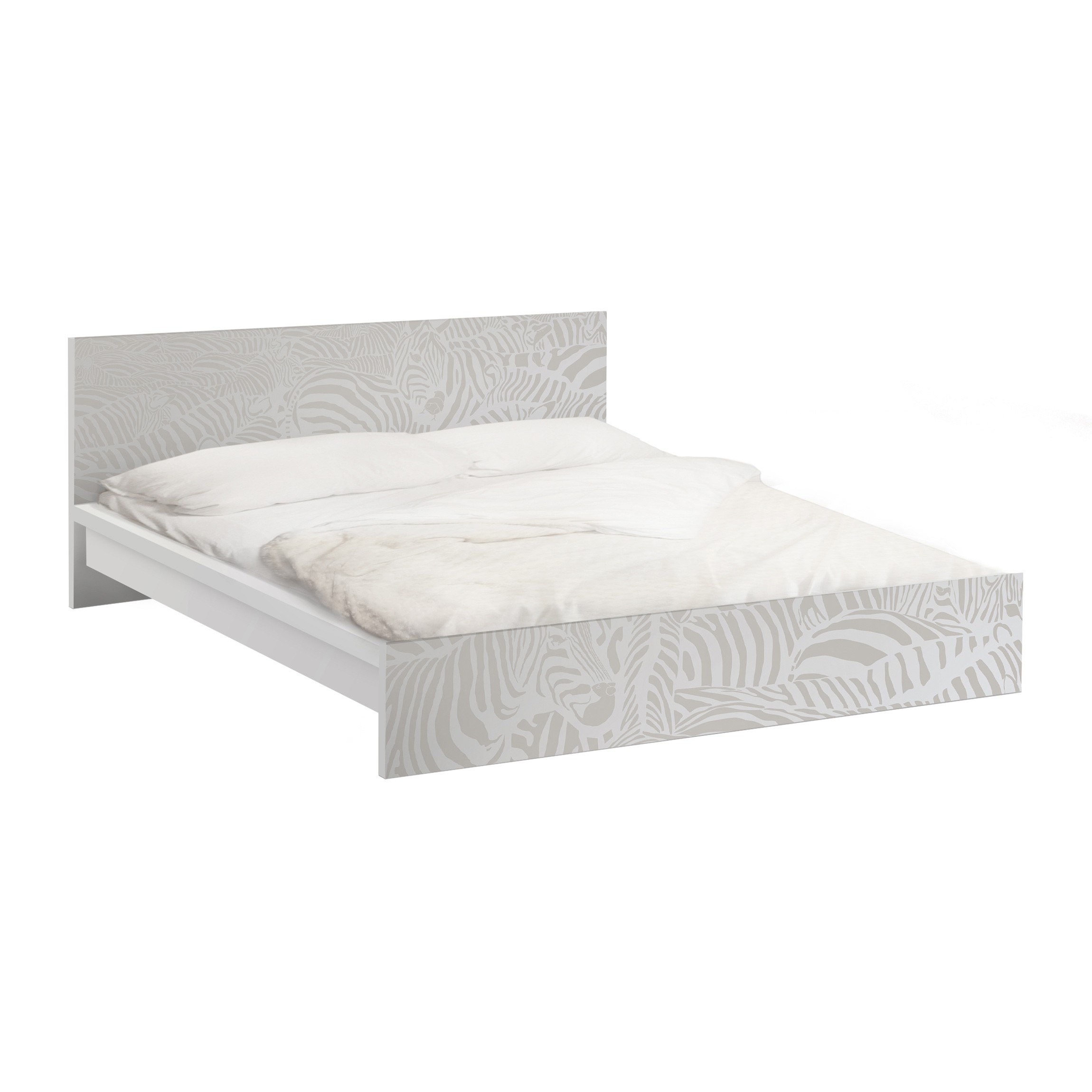 Möbelfolie für IKEA Malm Bett 140 cm Breite No.DS4 Zebrastreifen Hellgrau