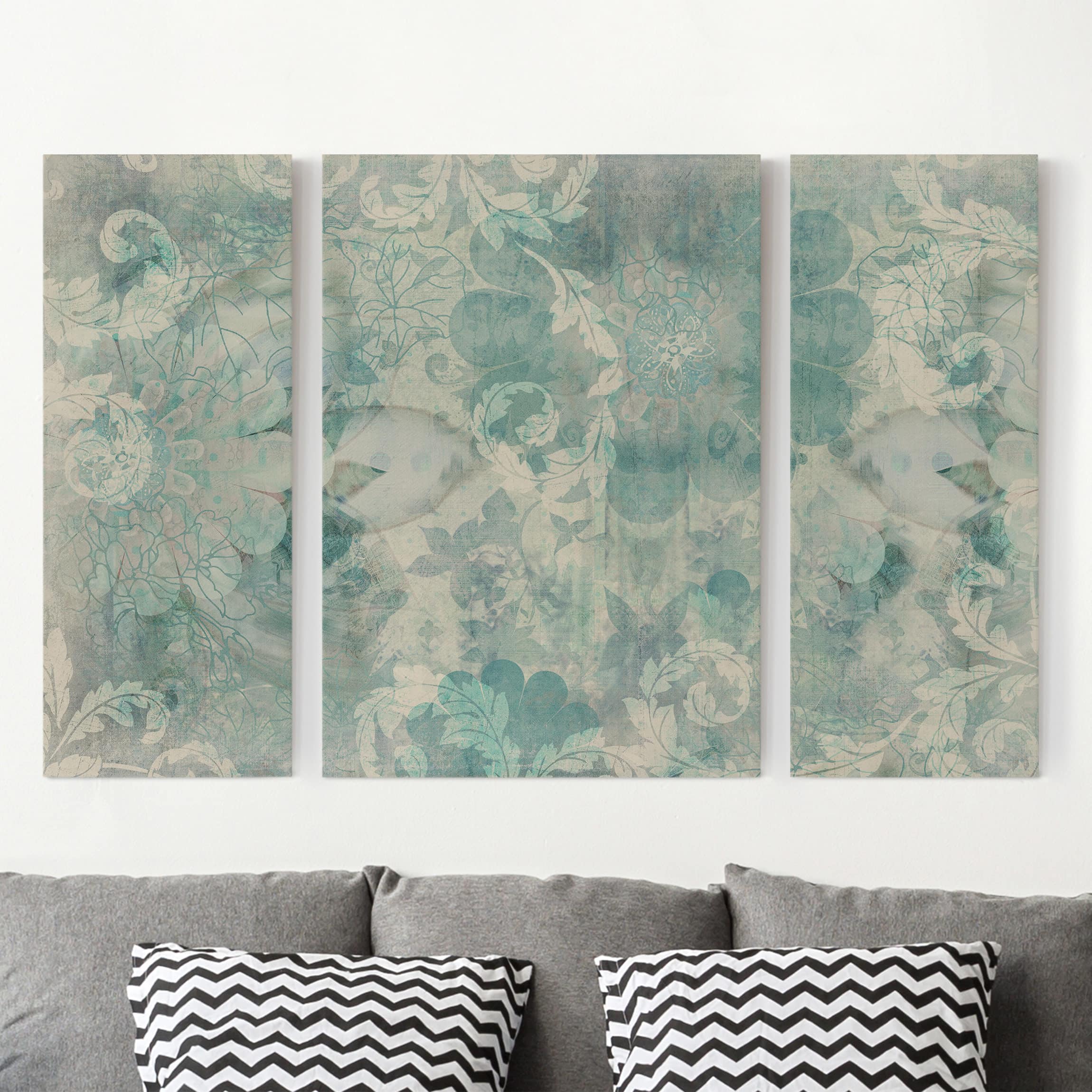 3-teiliges Leinwandbild Blumen Eisblumen